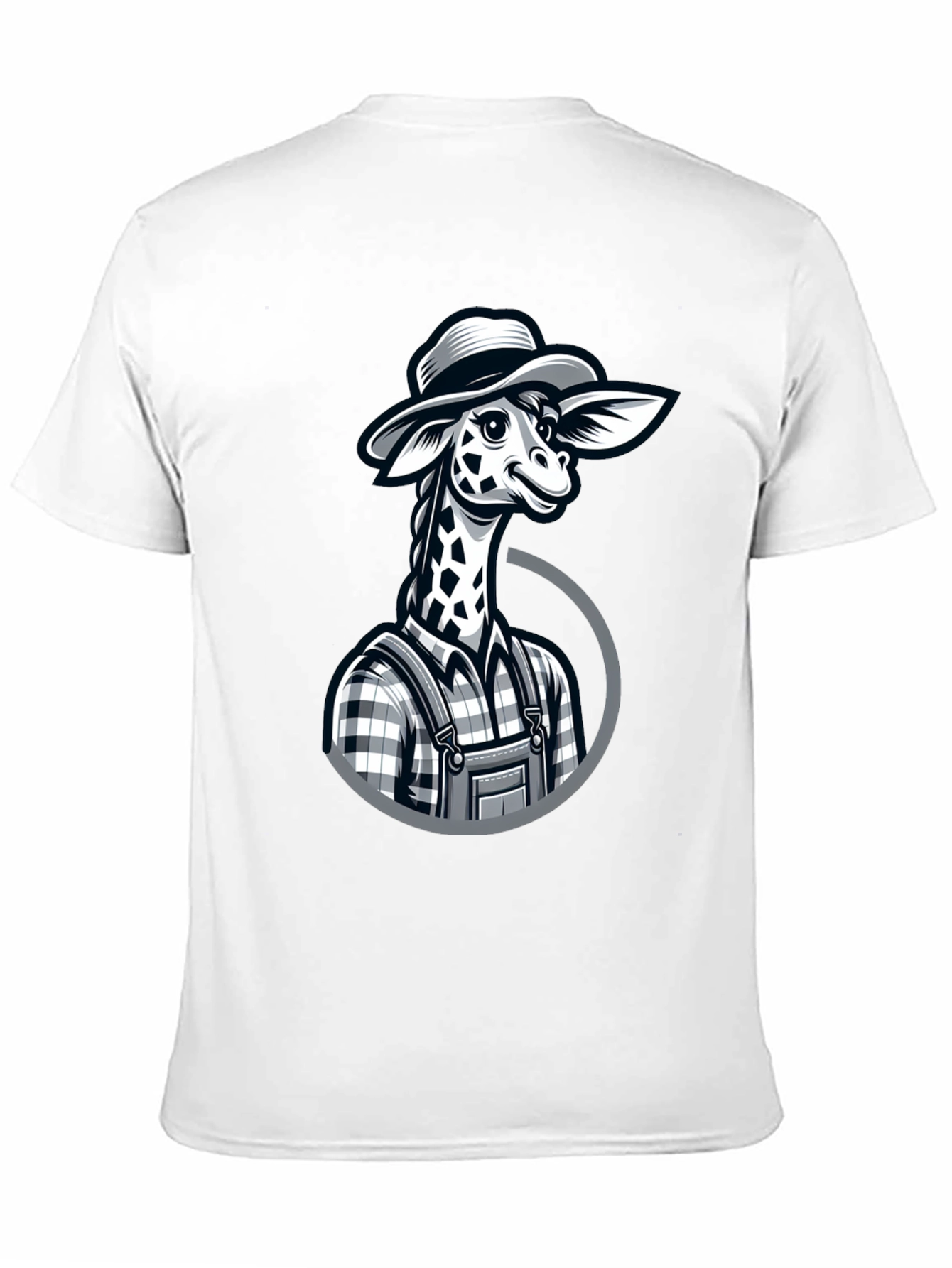 Giraffe Farmer Graphic Tee - Novelty Cartoon Animal Shirt
