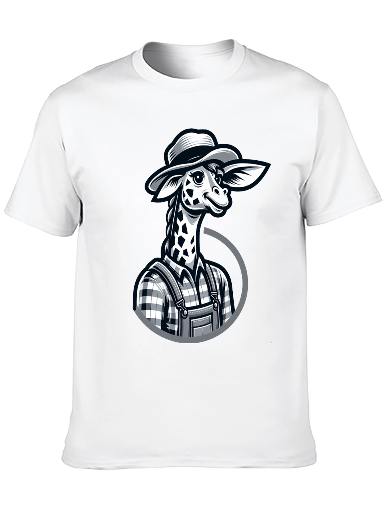 Giraffe Farmer Graphic Tee - Novelty Cartoon Animal Shirt