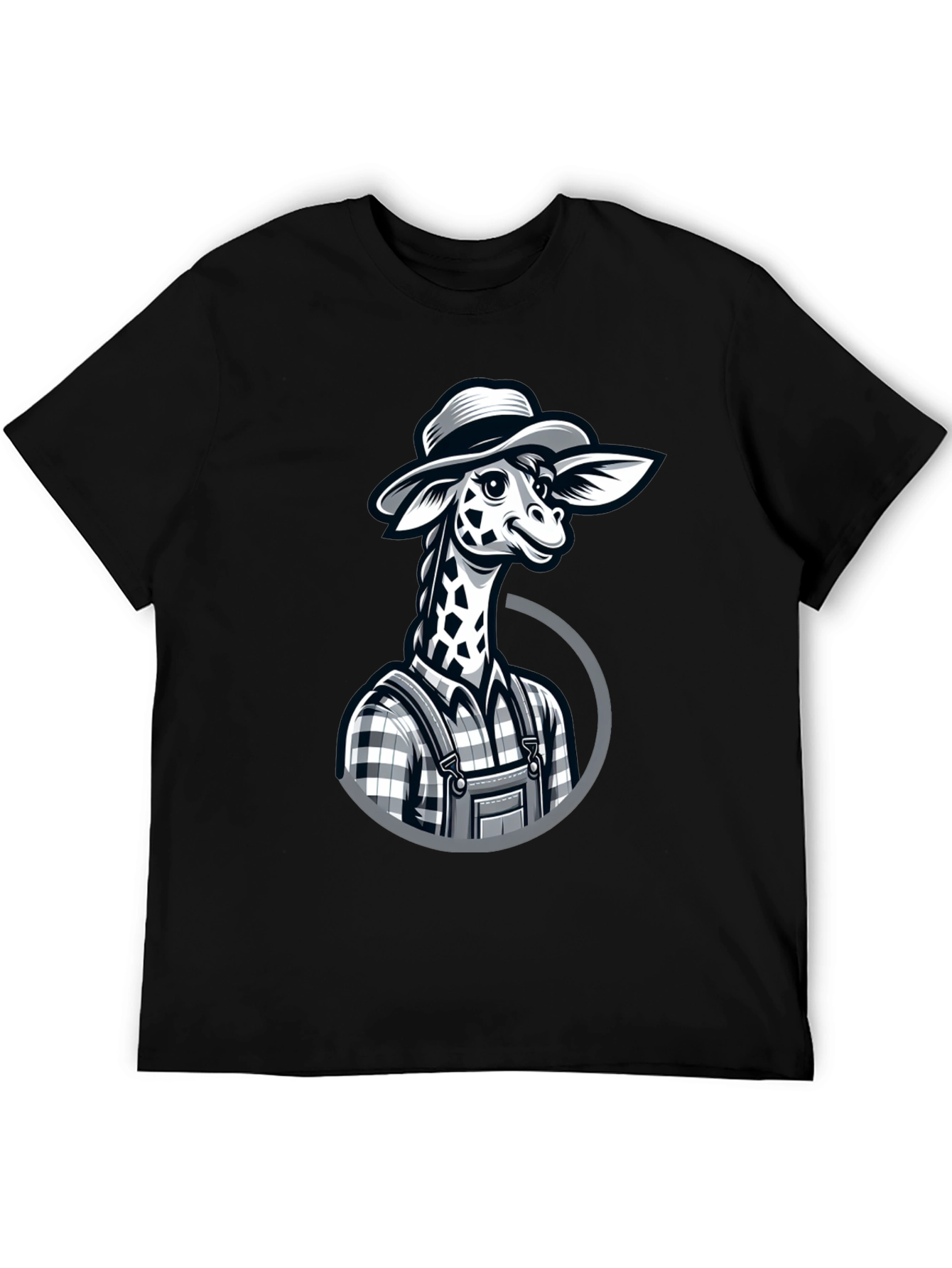 Giraffe Farmer Graphic Tee - Novelty Cartoon Animal Shirt