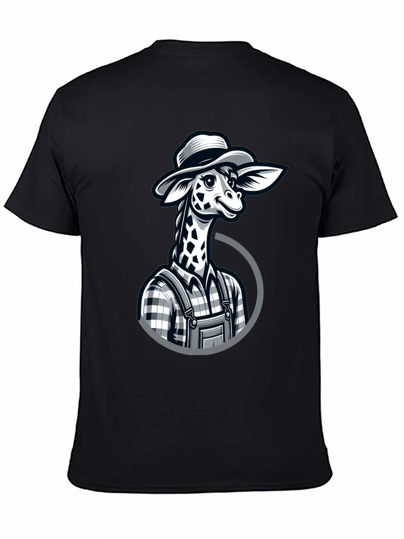 Giraffe Farmer Graphic Tee - Novelty Cartoon Animal Shirt