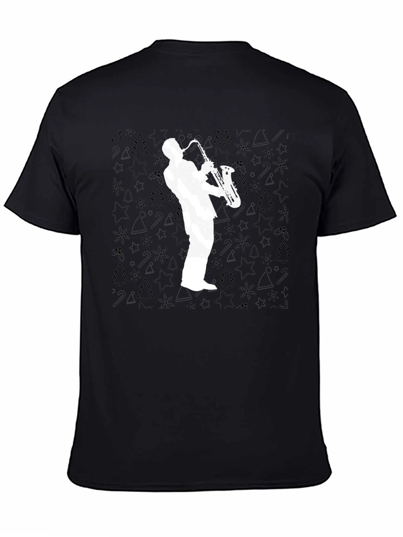 Saxophone Player Graphic Tee - Black Cotton T-Shirt