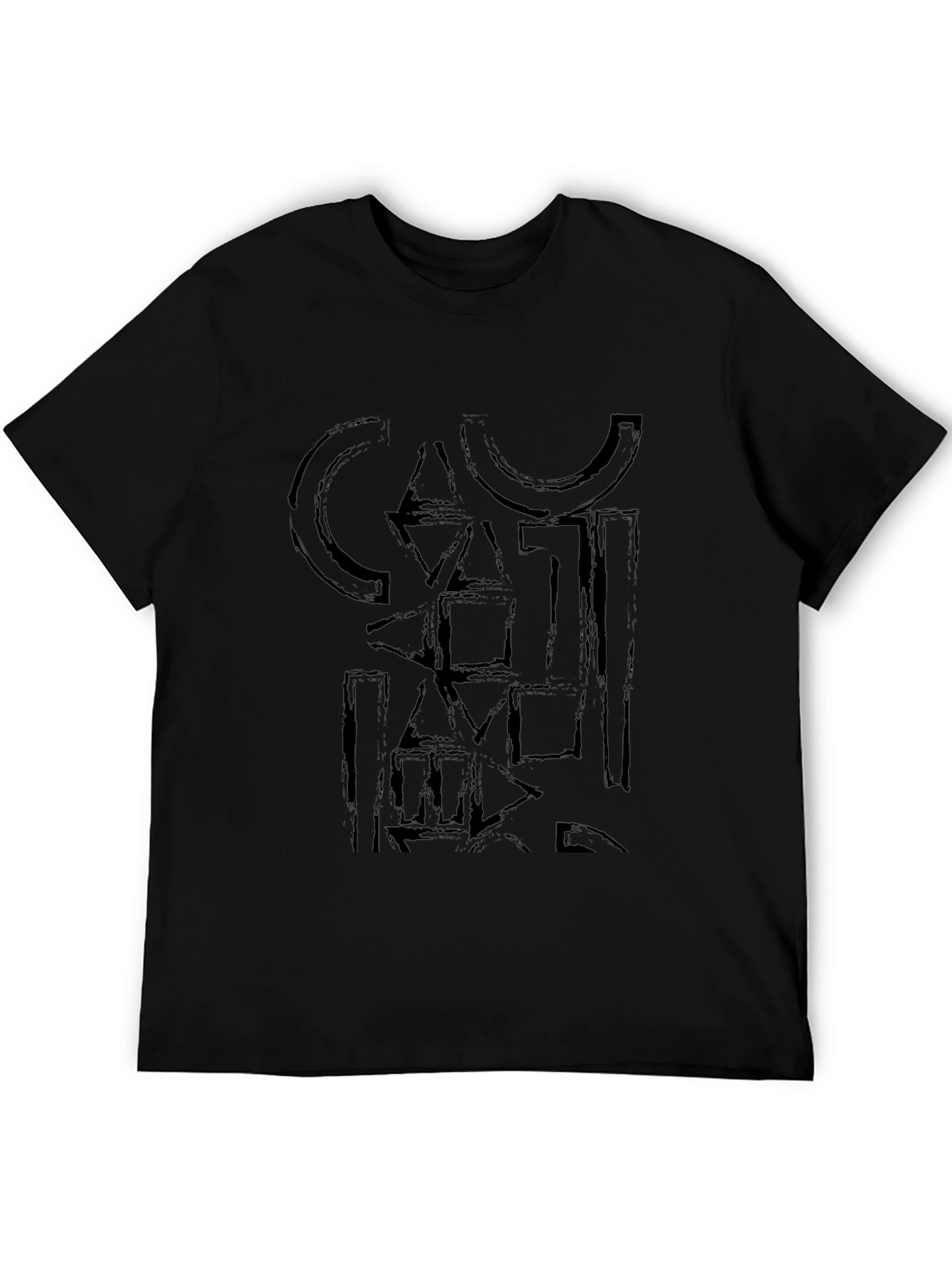 Abstract Geometric Black Graphic Tee