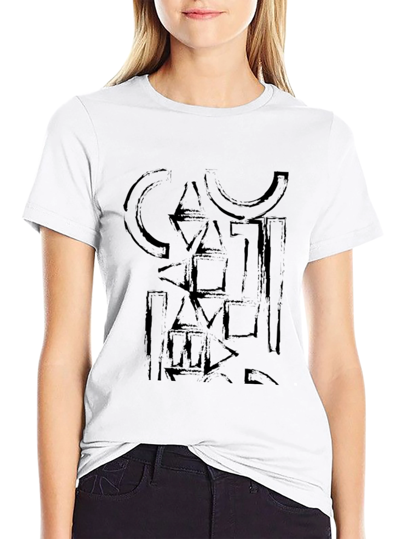 Abstract Geometric Black Graphic Tee