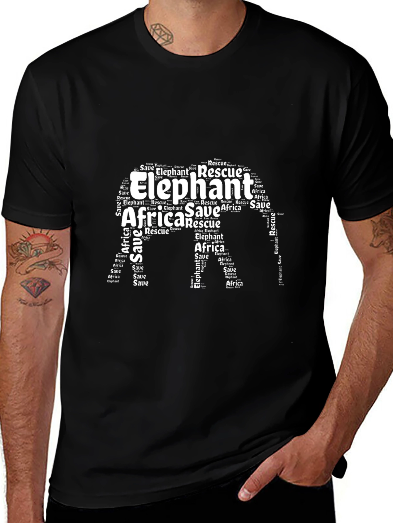 Elephant Conservation Word Art T-Shirt