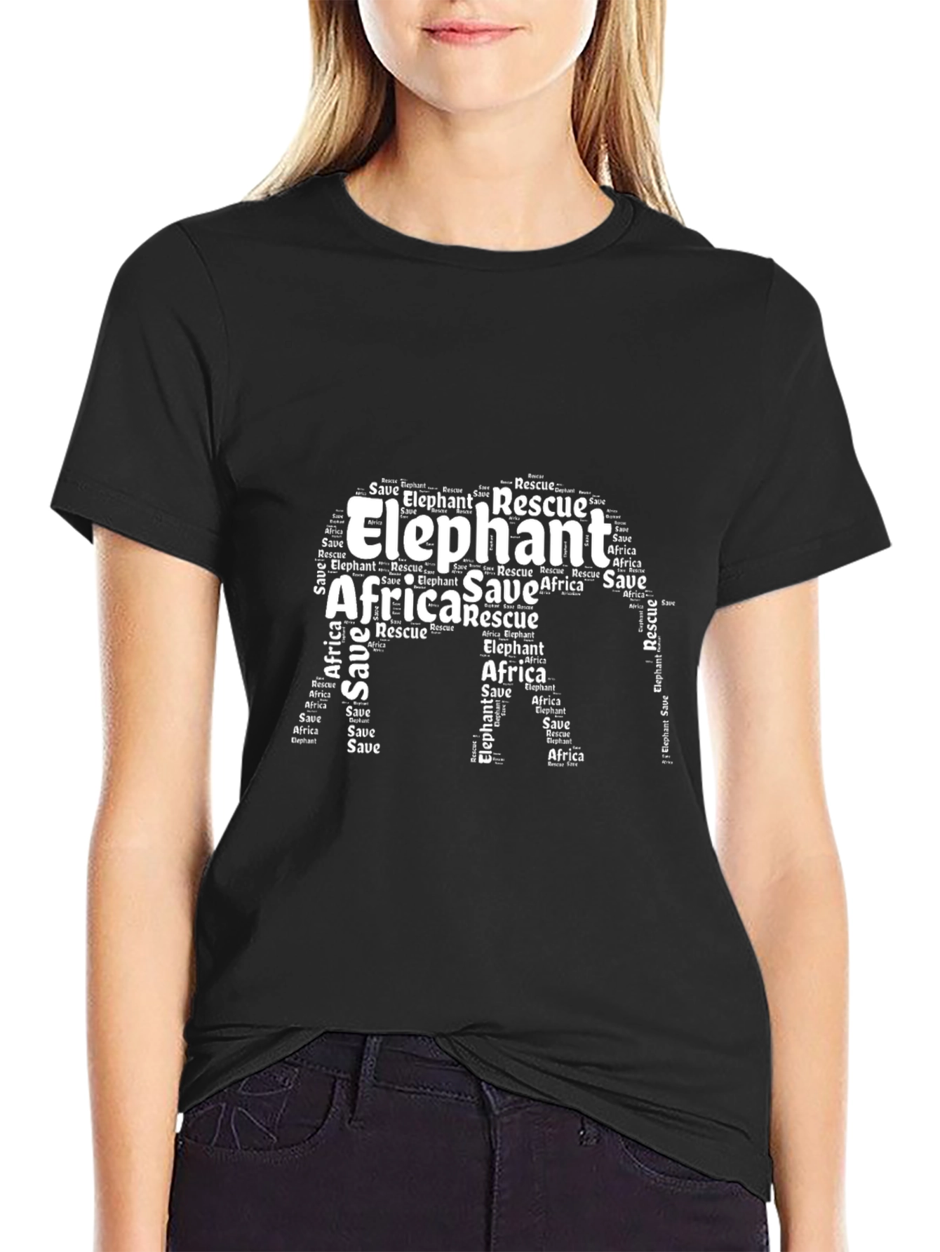 Elephant Conservation Word Art T-Shirt