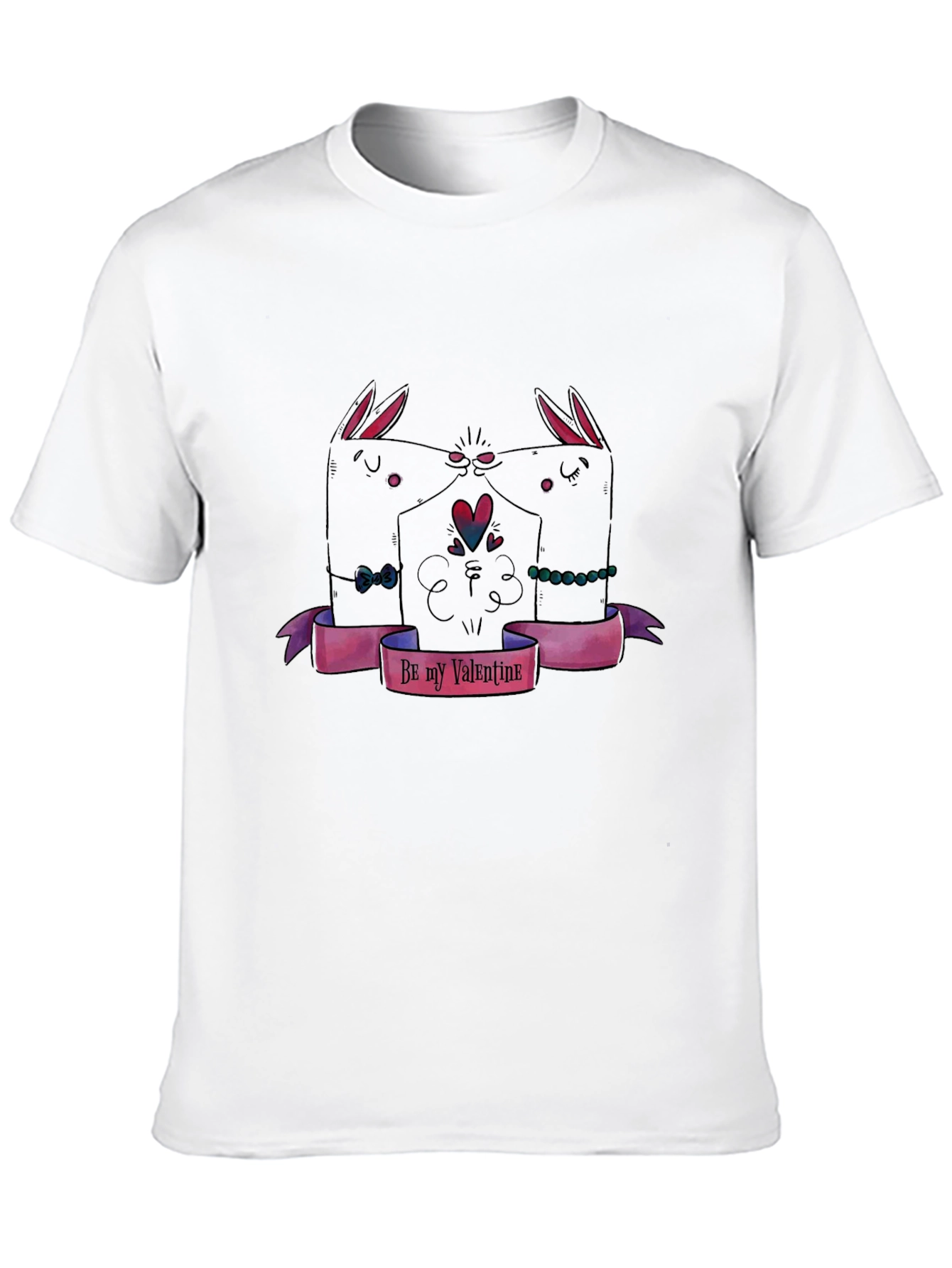 Valentines Day Black T-Shirt with Bunny Design