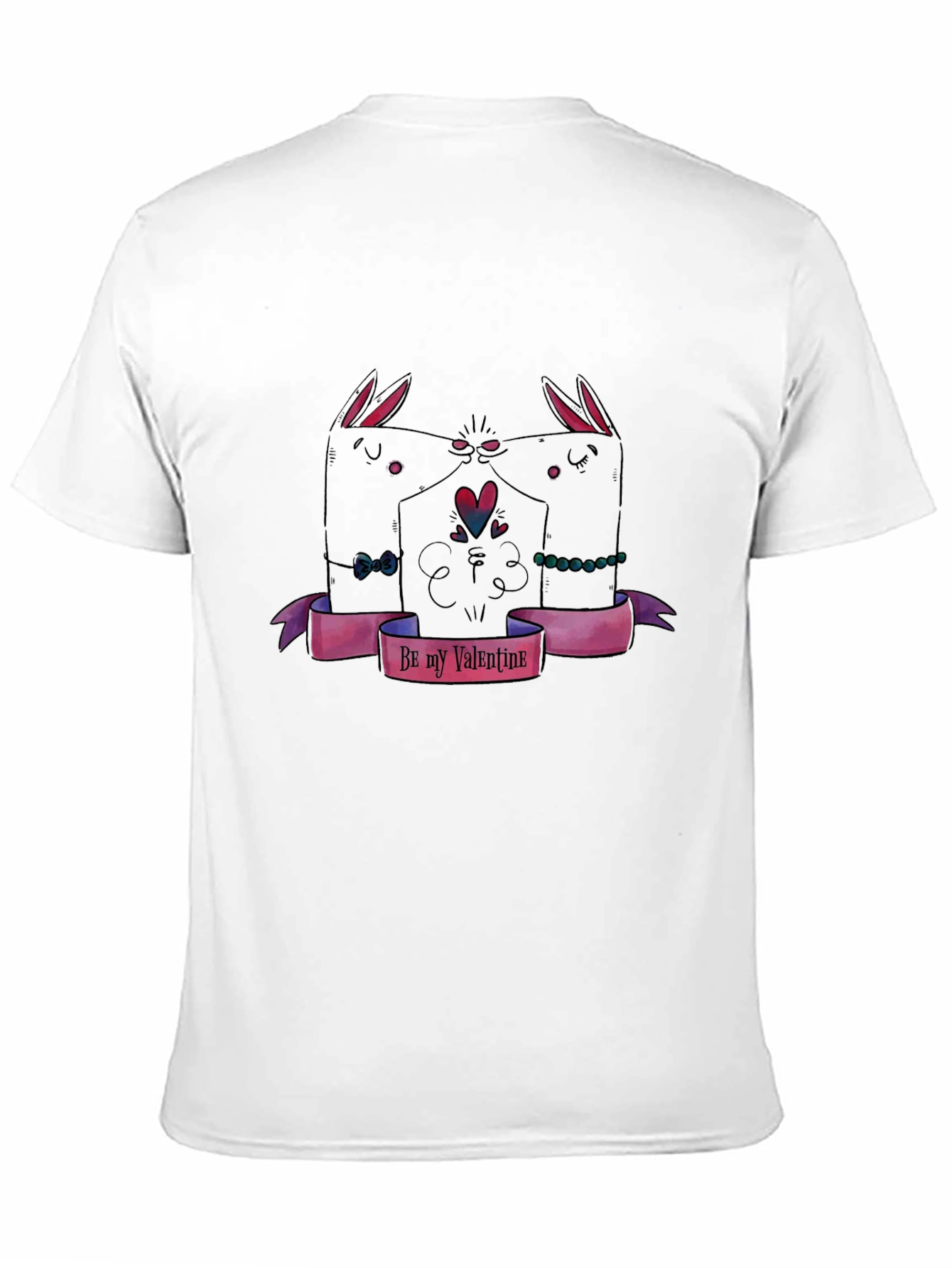 Valentines Day Black T-Shirt with Bunny Design