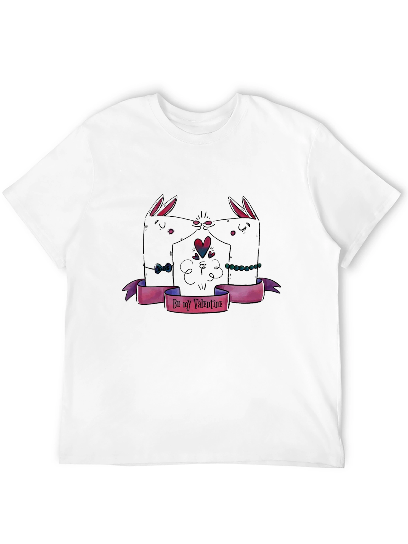 Valentines Day Black T-Shirt with Bunny Design