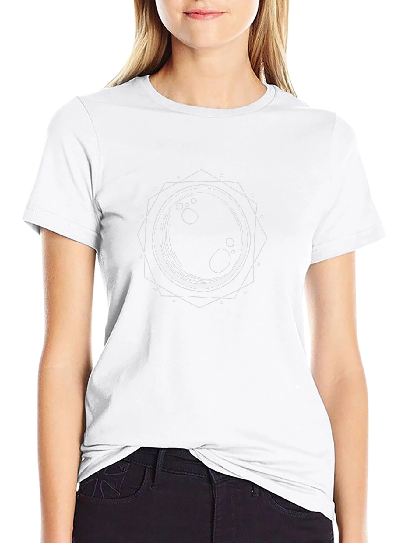 Geometric Moon Graphic Black T-Shirt