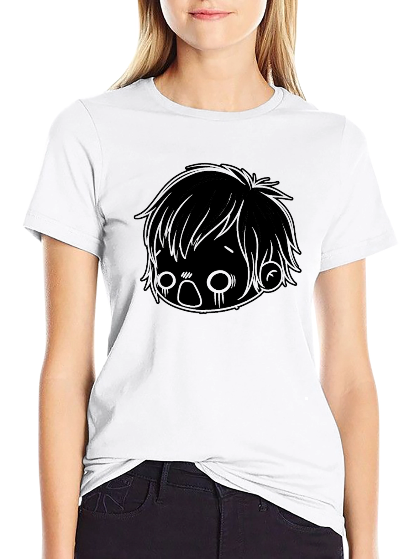 Emo Anime Graphic Black T-Shirt