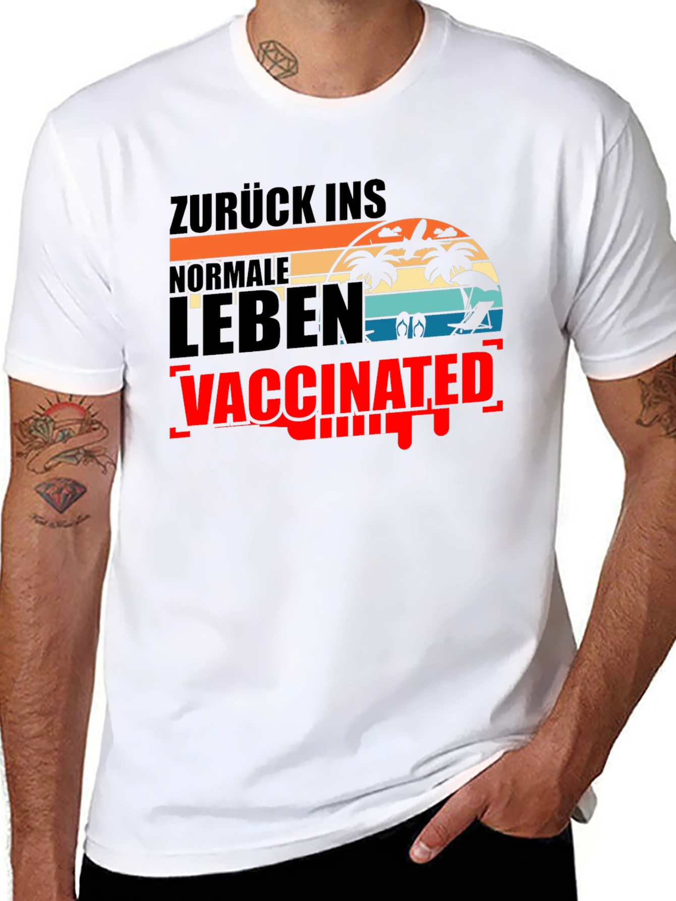 Vaccinated Normal Life Beach T-Shirt