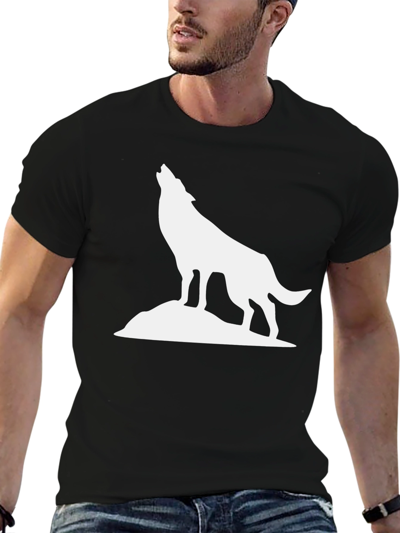 Black Wolf Howling Graphic Tee
