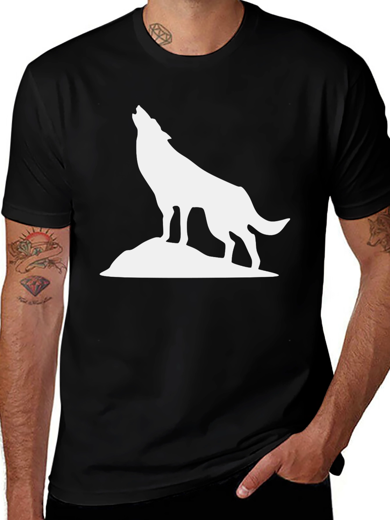 Black Wolf Howling Graphic Tee