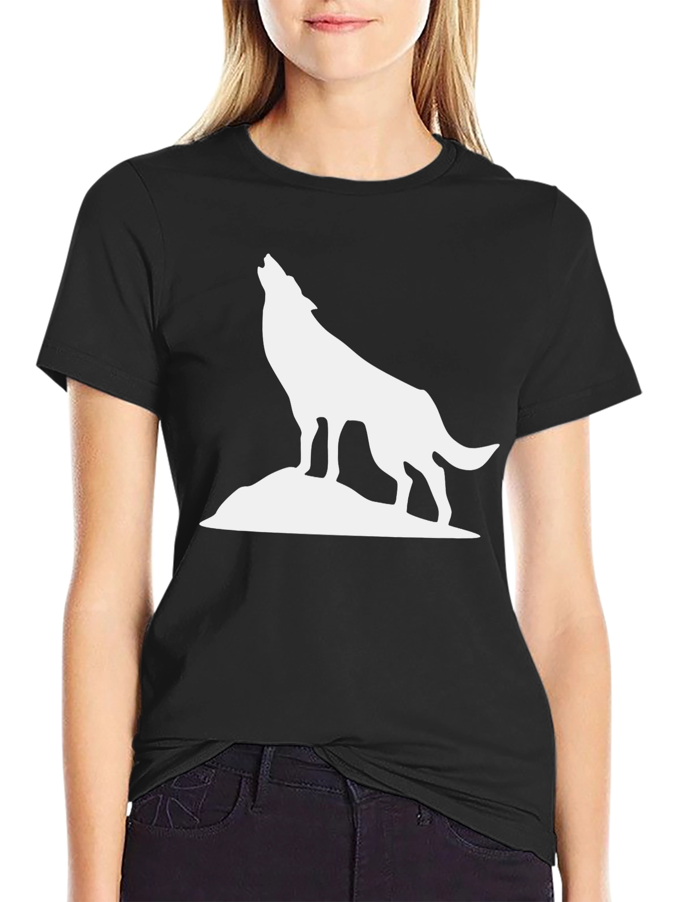 Black Wolf Howling Graphic Tee