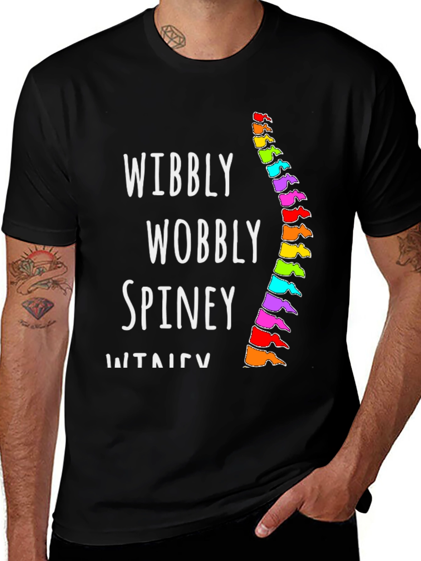Wibbly Wobbly Spine T-Shirt - Black