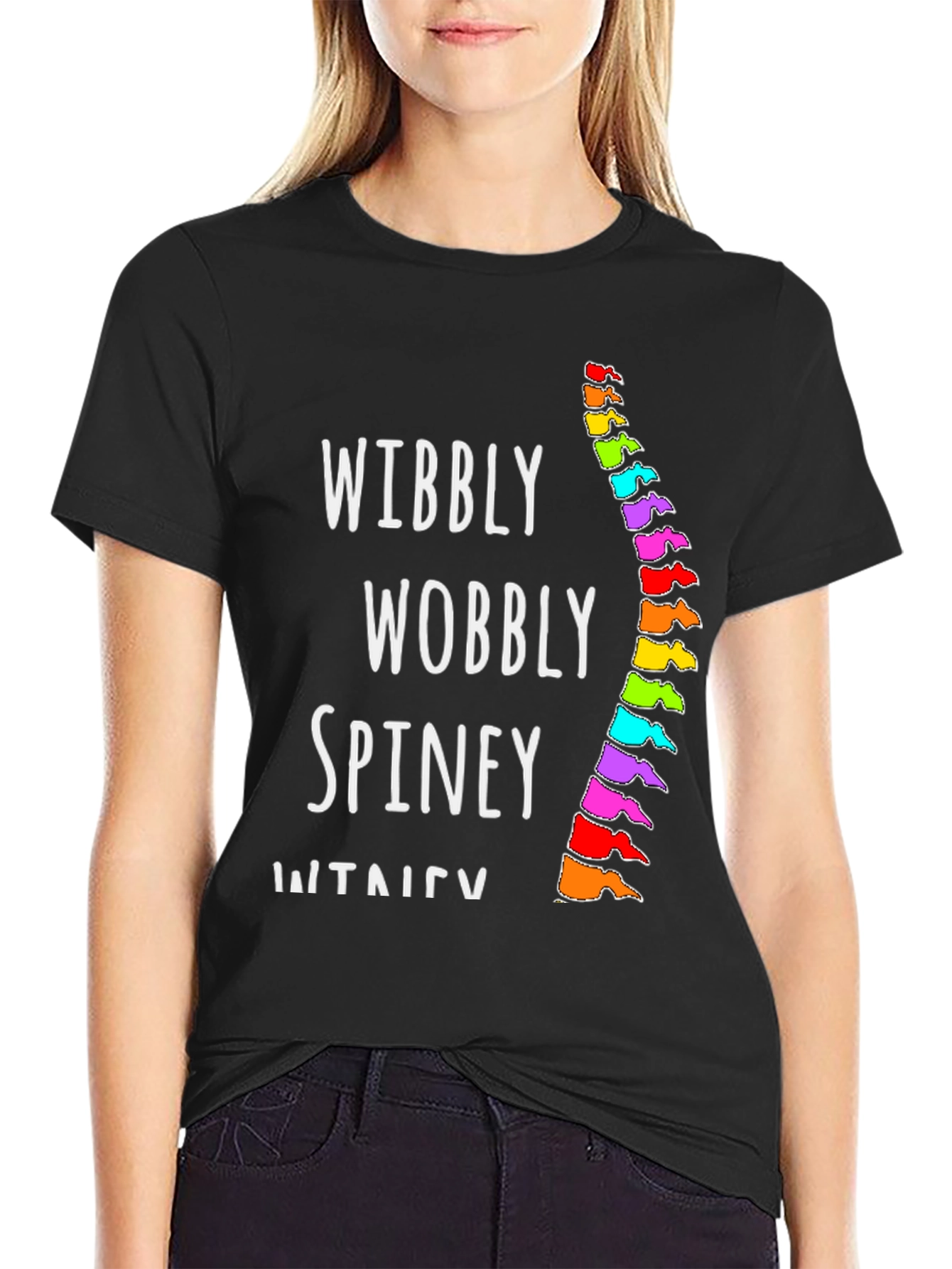 Wibbly Wobbly Spine T-Shirt - Black