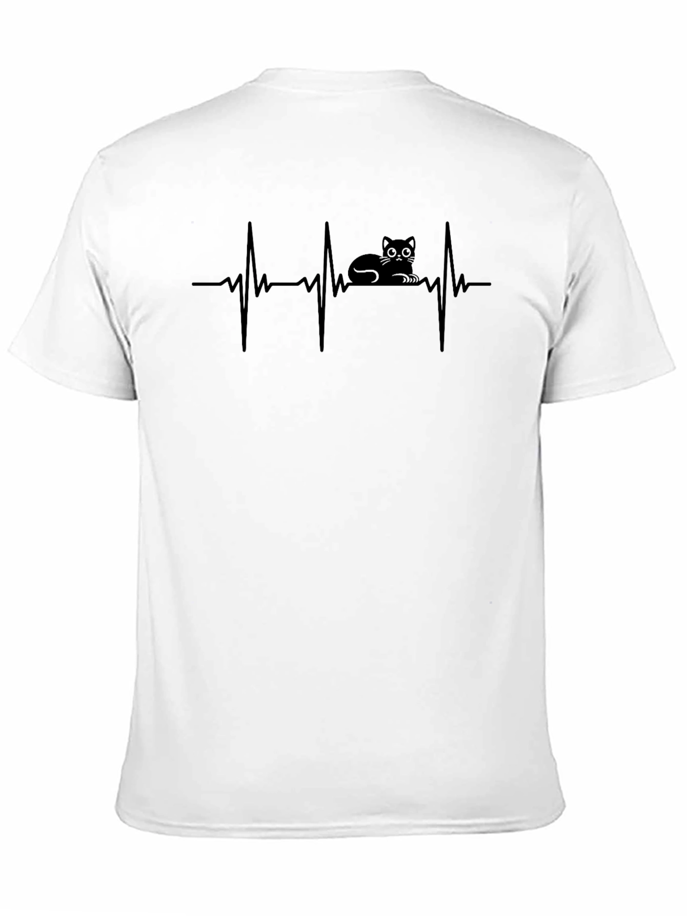 Cat Heartbeat T-Shirt - Black Cotton Tee