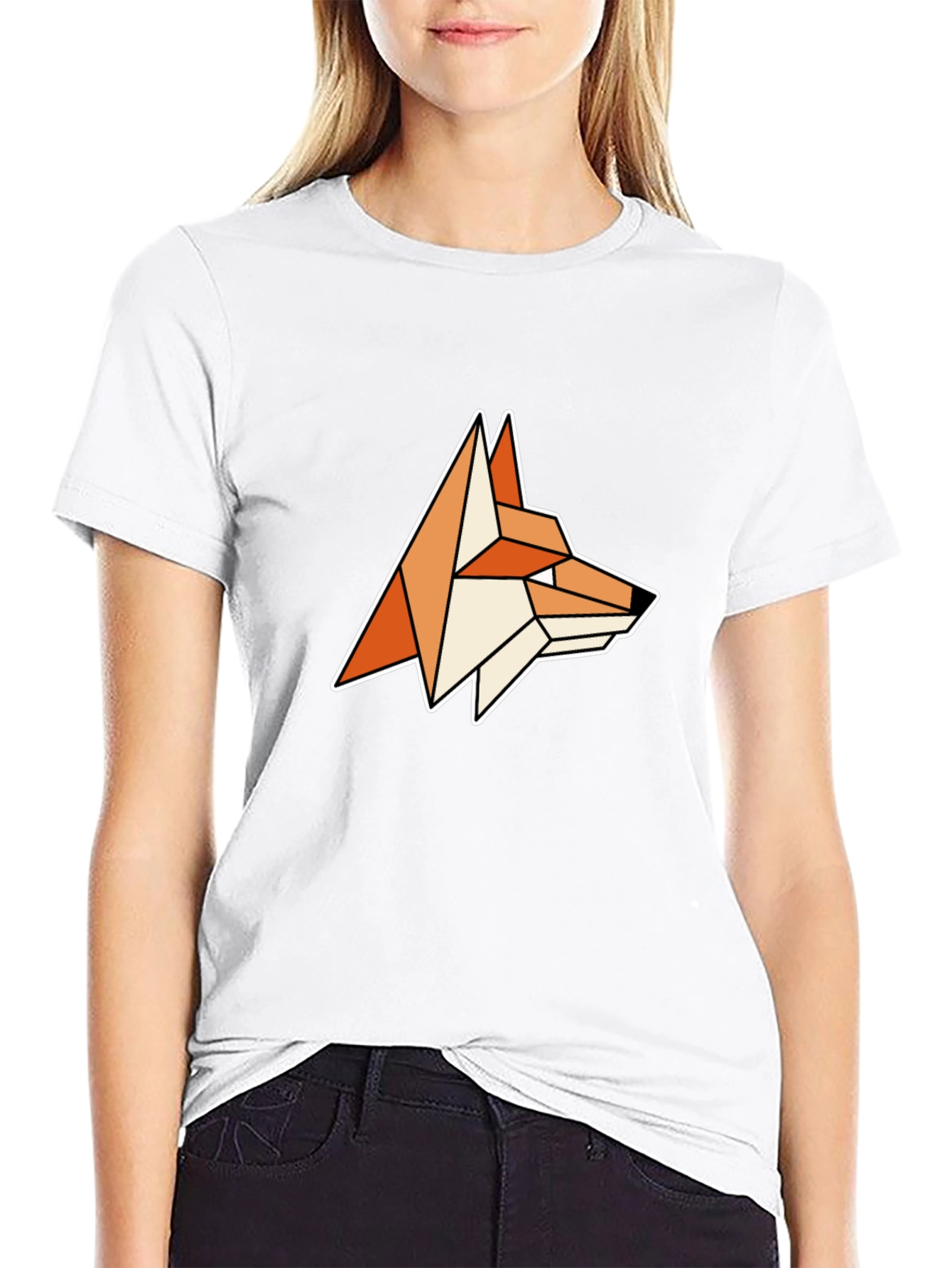 Geometric Fox Head Black T-Shirt