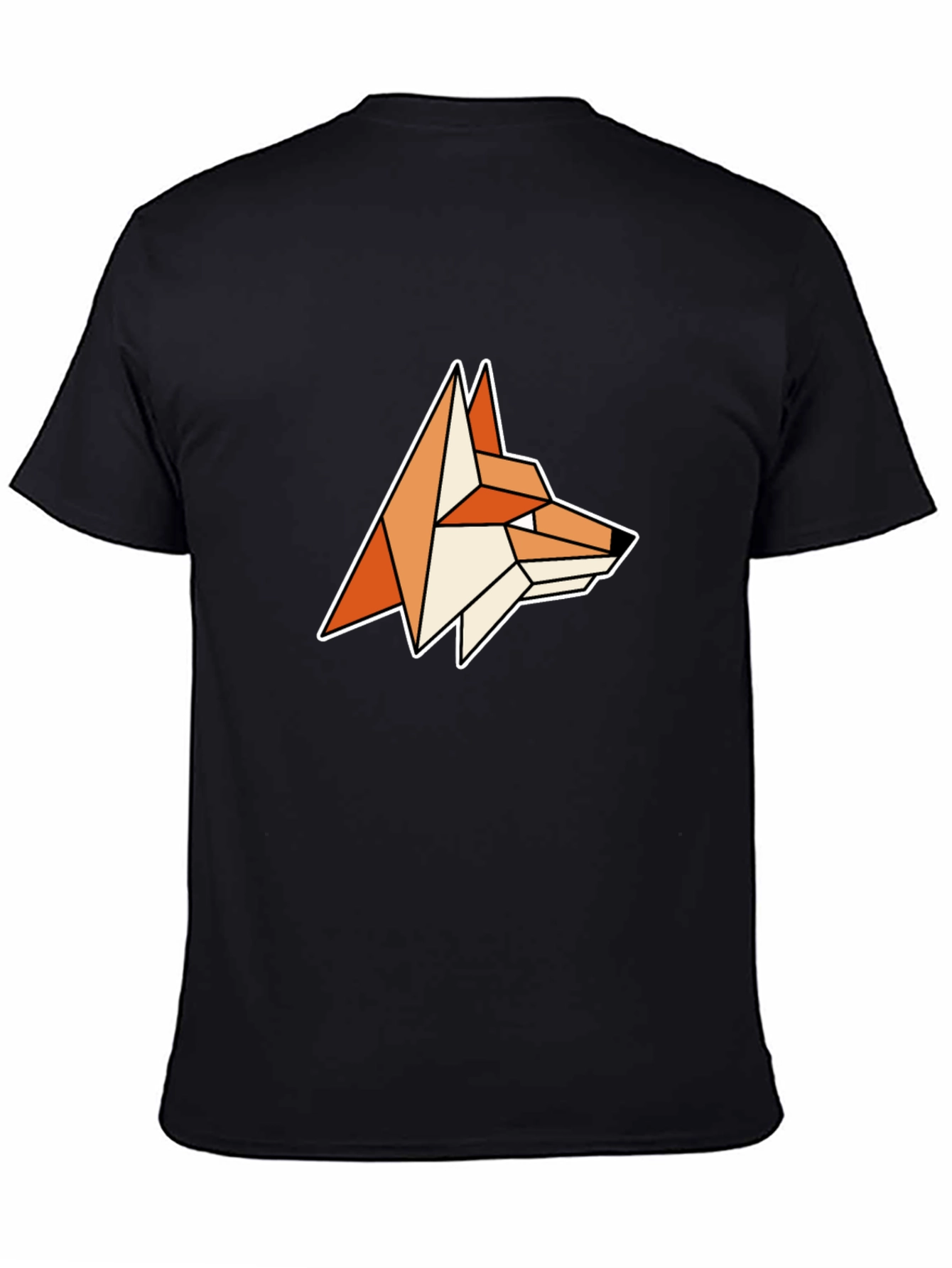 Geometric Fox Head Black T-Shirt