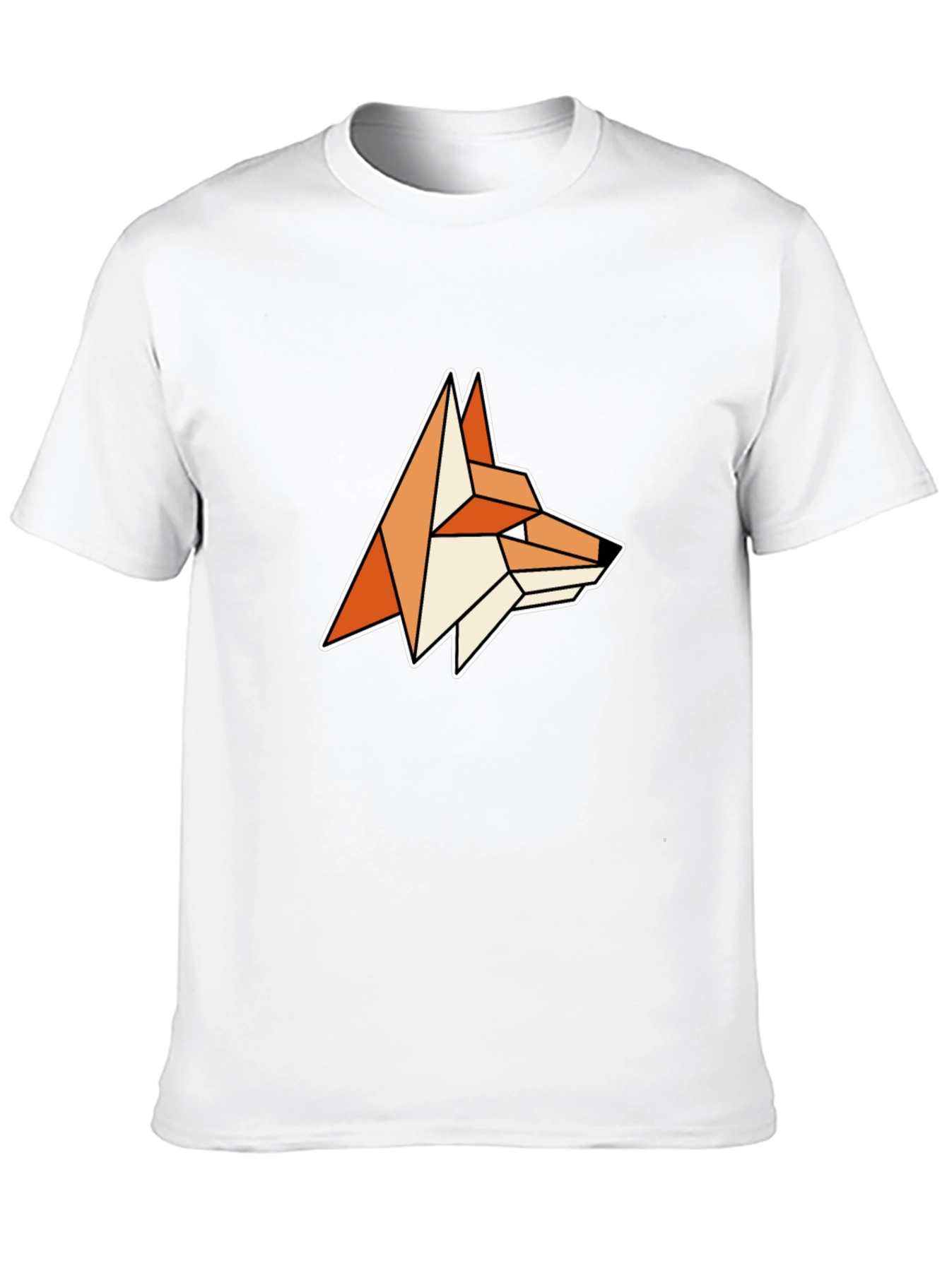 Geometric Fox Head Black T-Shirt