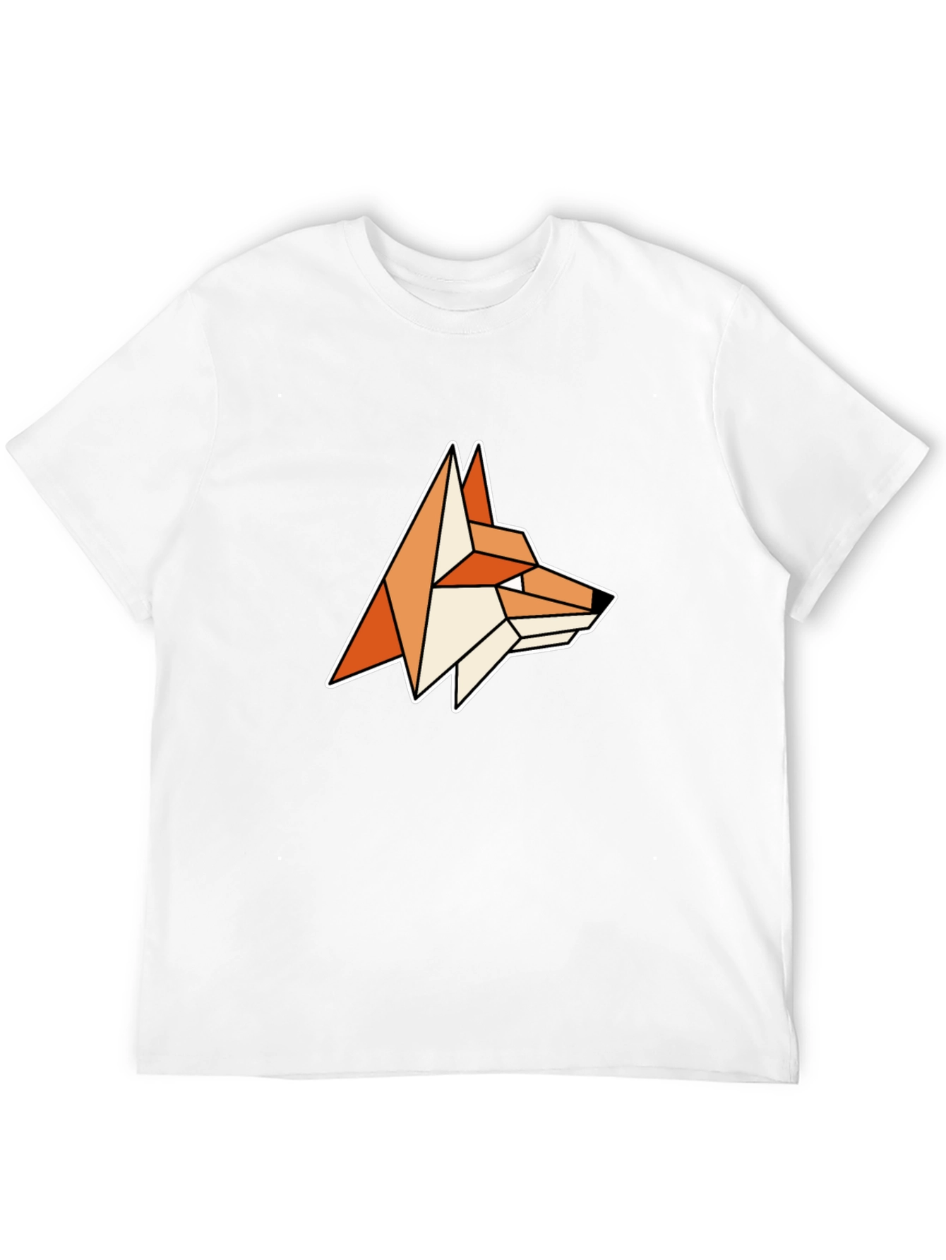 Geometric Fox Head Black T-Shirt