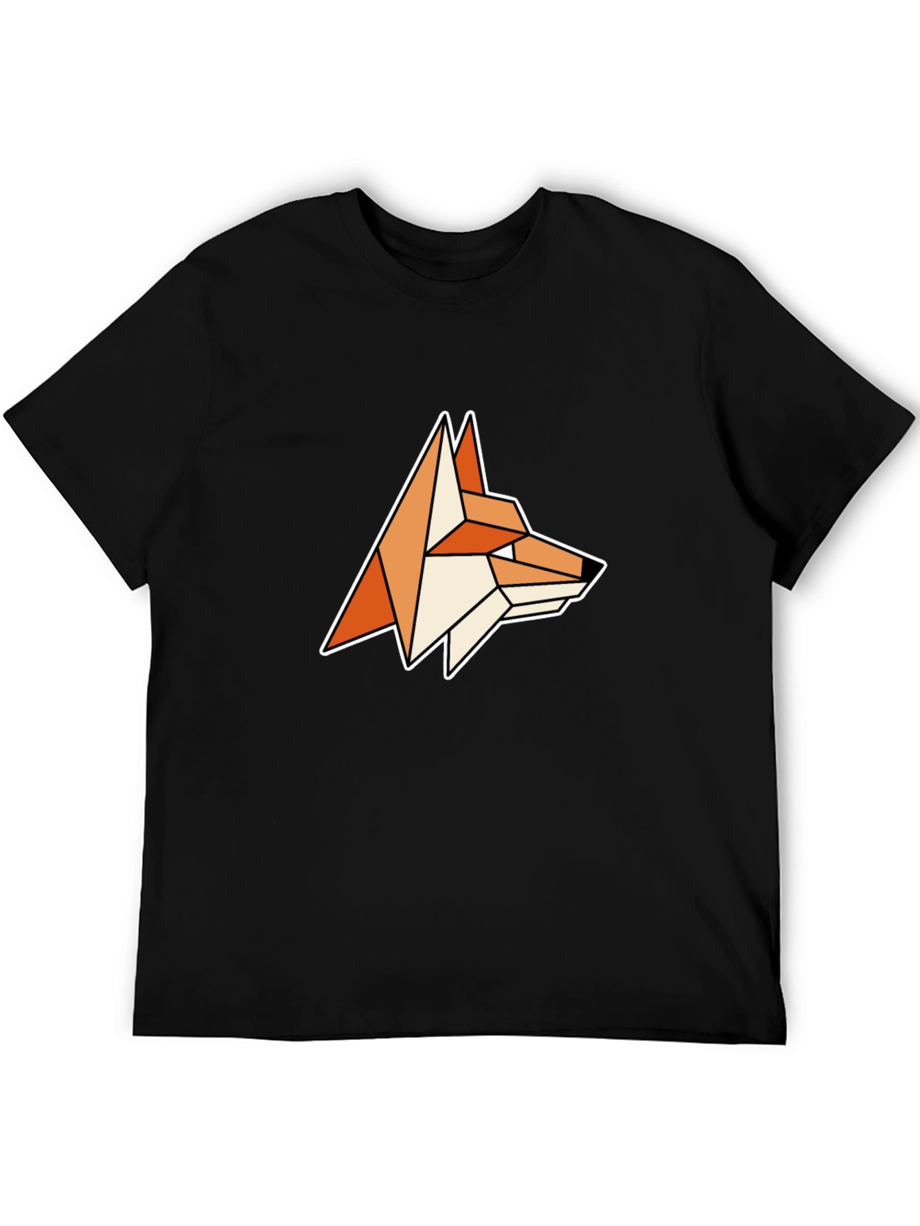 Geometric Fox Head Black T-Shirt
