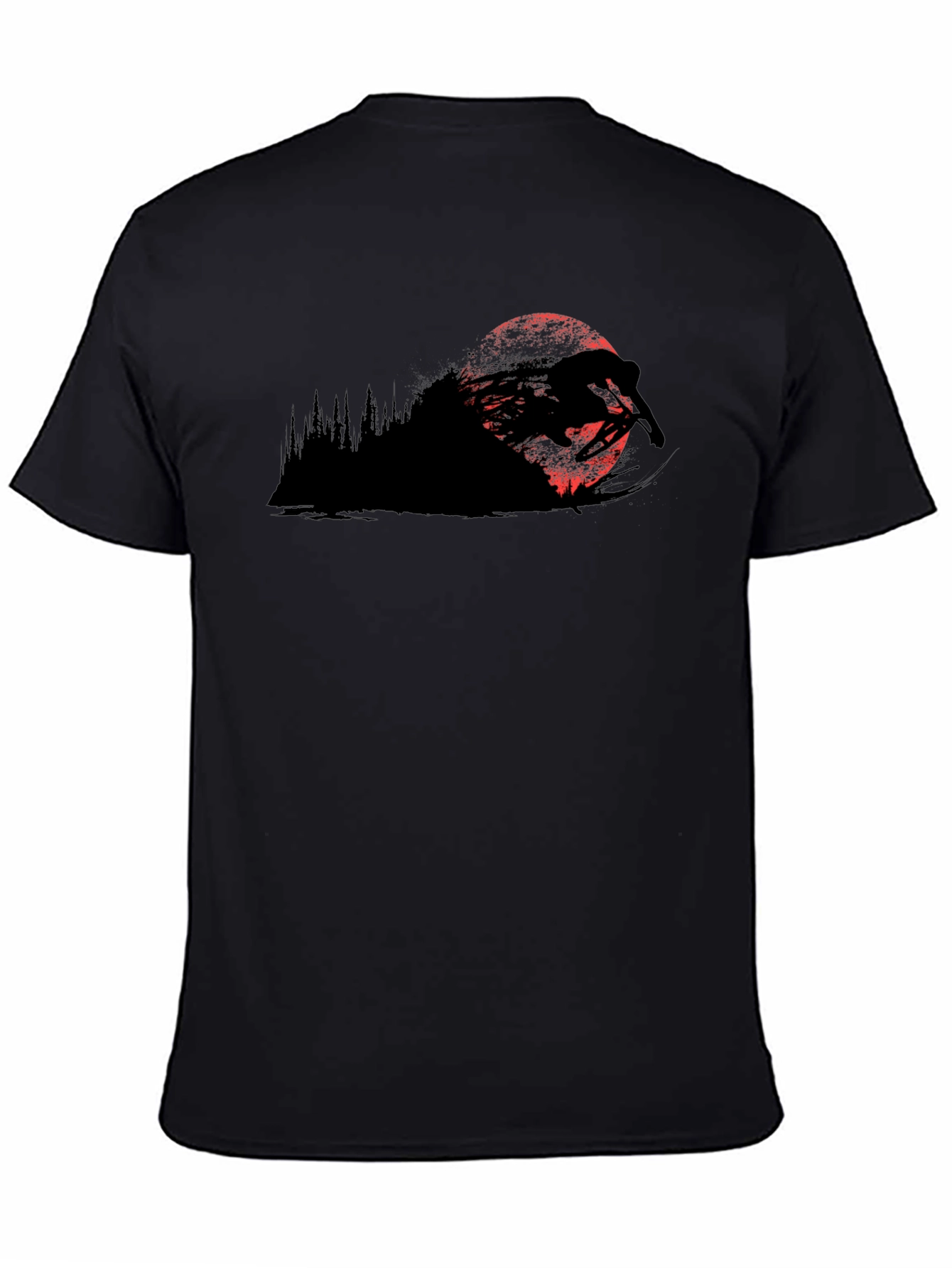 Mountain Biker Moon T-Shirt - Black