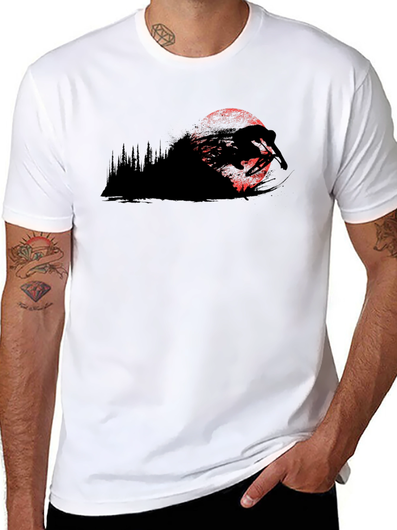 Mountain Biker Moon T-Shirt - Black