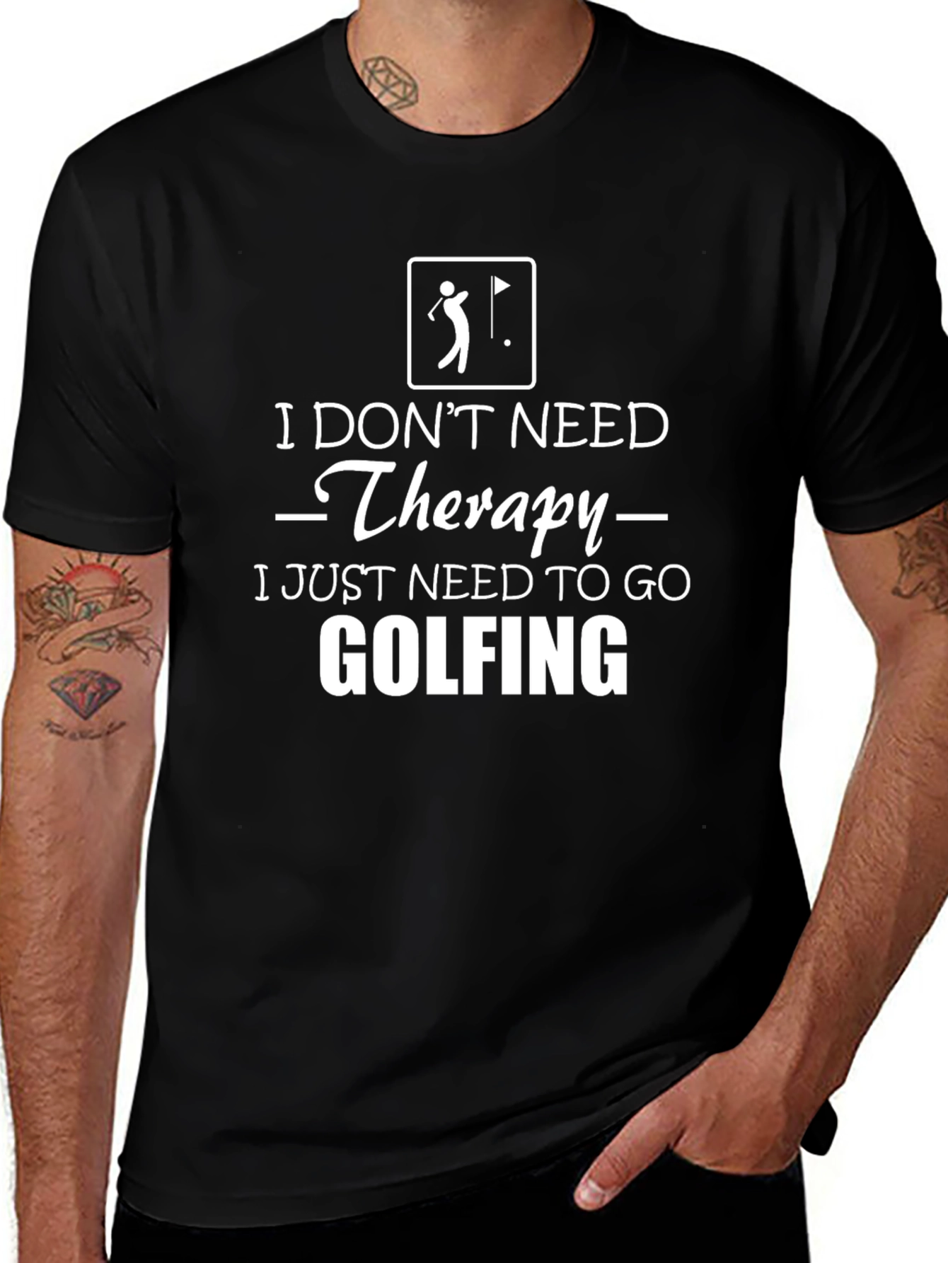 Golfing Therapy T-Shirt - Black Humor Tee