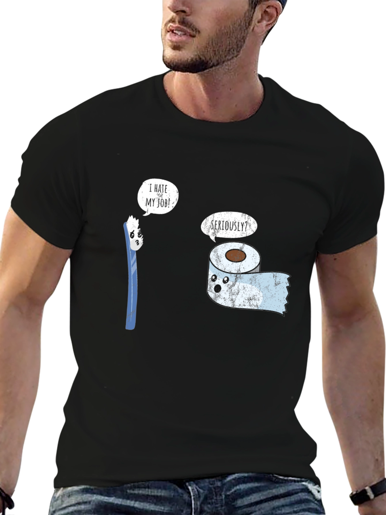Funny Job Graphic Tee - Toothbrush & Toilet Paper