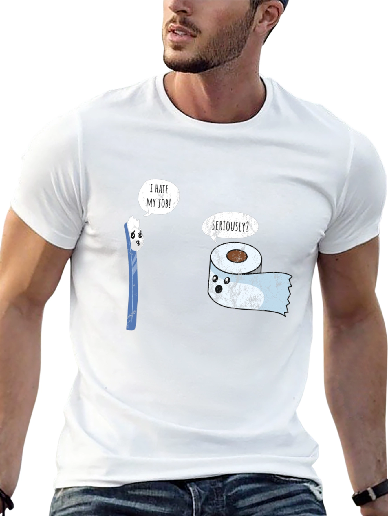 Funny Job Graphic Tee - Toothbrush & Toilet Paper
