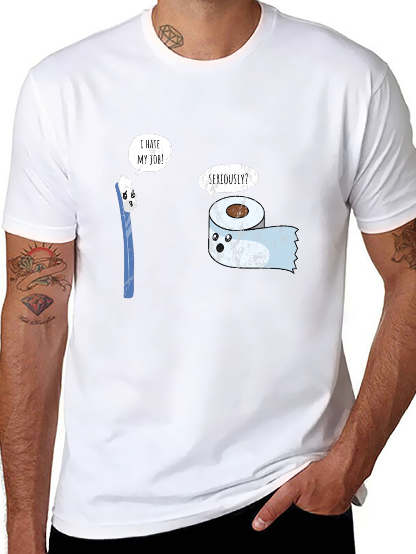 Funny Job Graphic Tee - Toothbrush & Toilet Paper