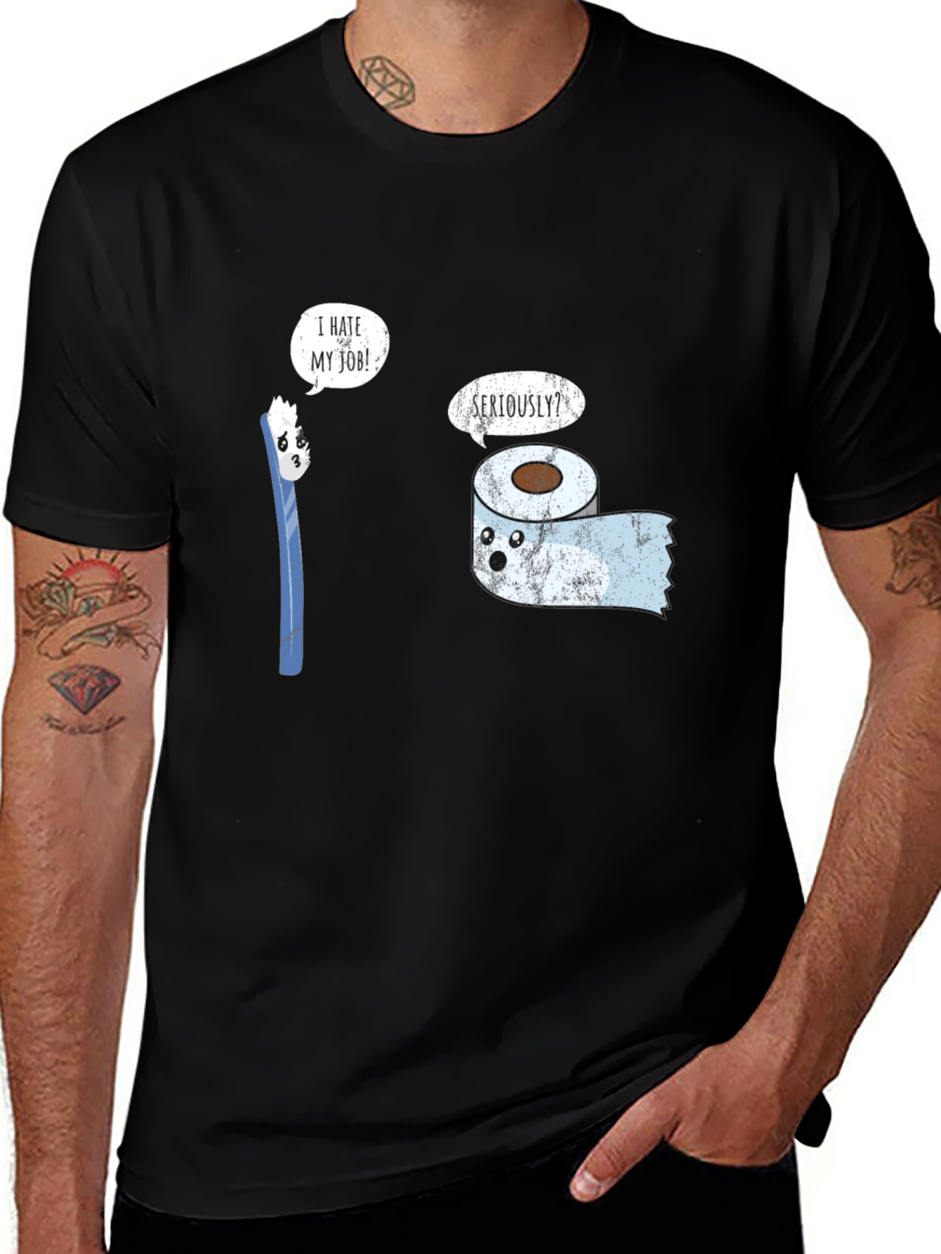 Funny Job Graphic Tee - Toothbrush & Toilet Paper