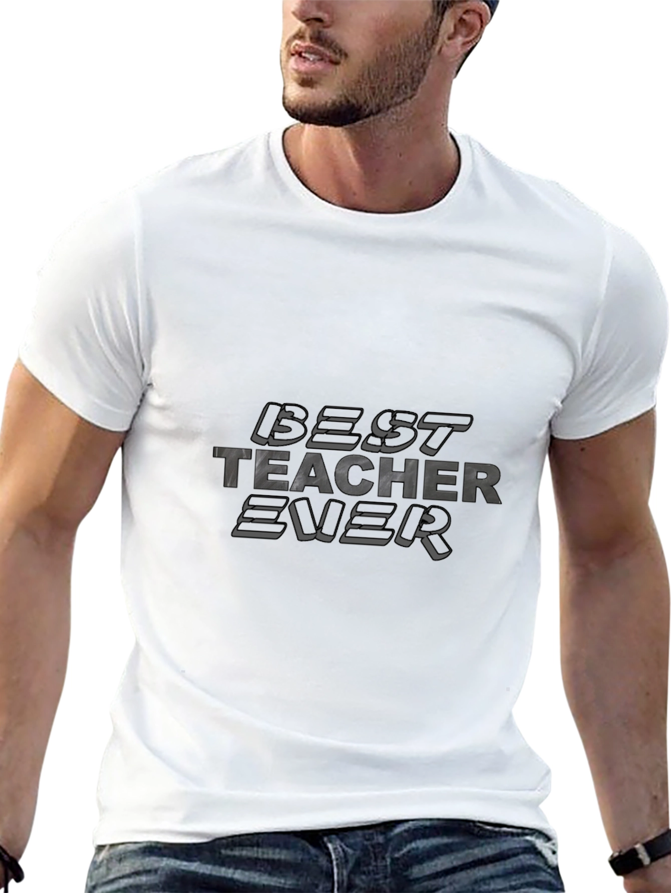 Best Teacher Ever Graphic Black T-Shirt