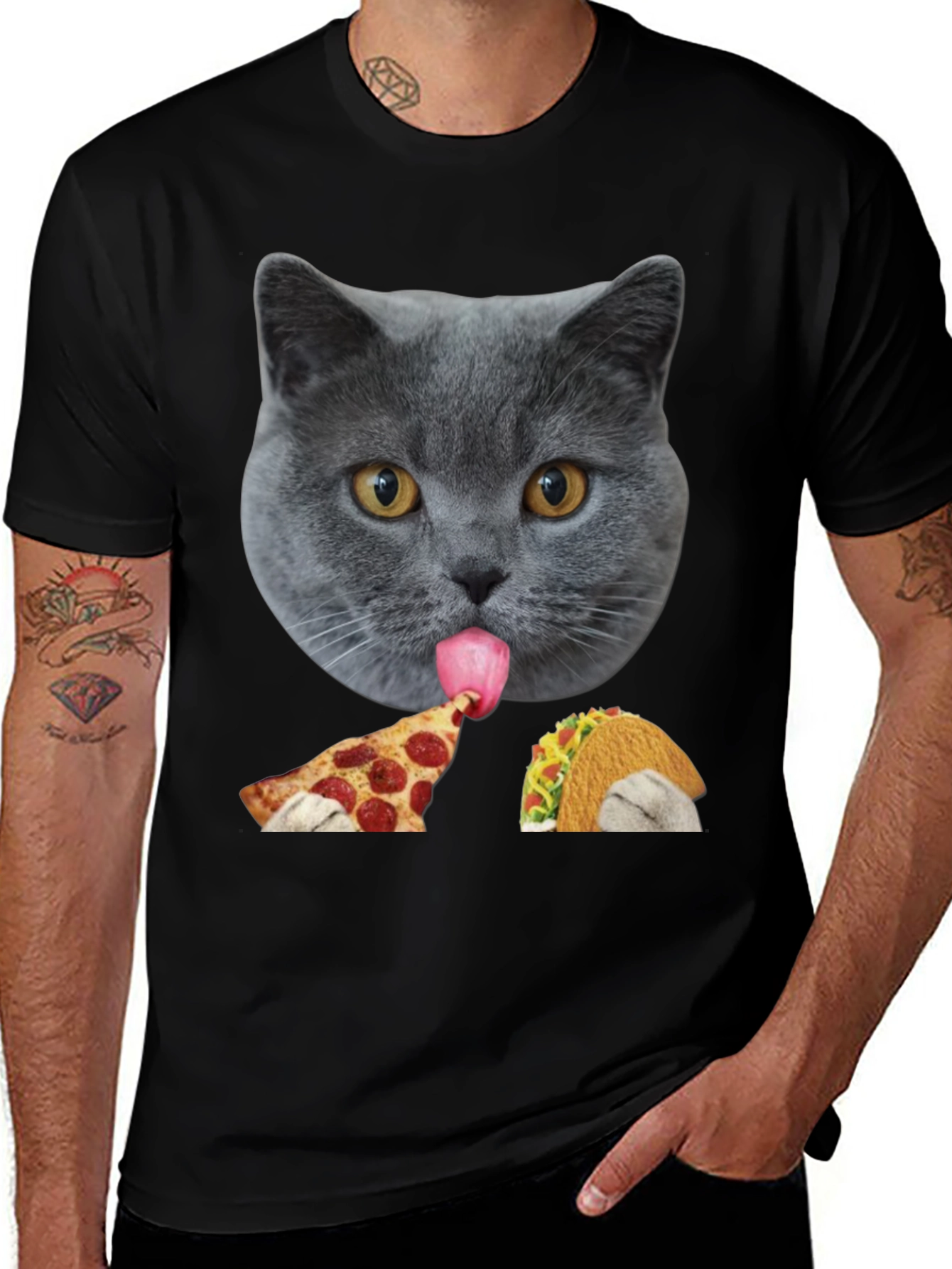 Cat Pizza & Taco Graphic Tee