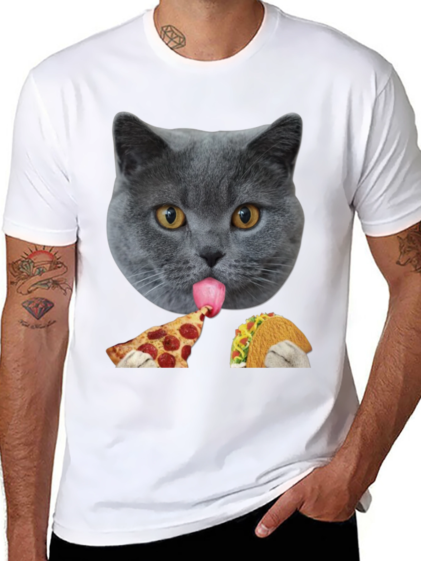 Cat Pizza & Taco Graphic Tee