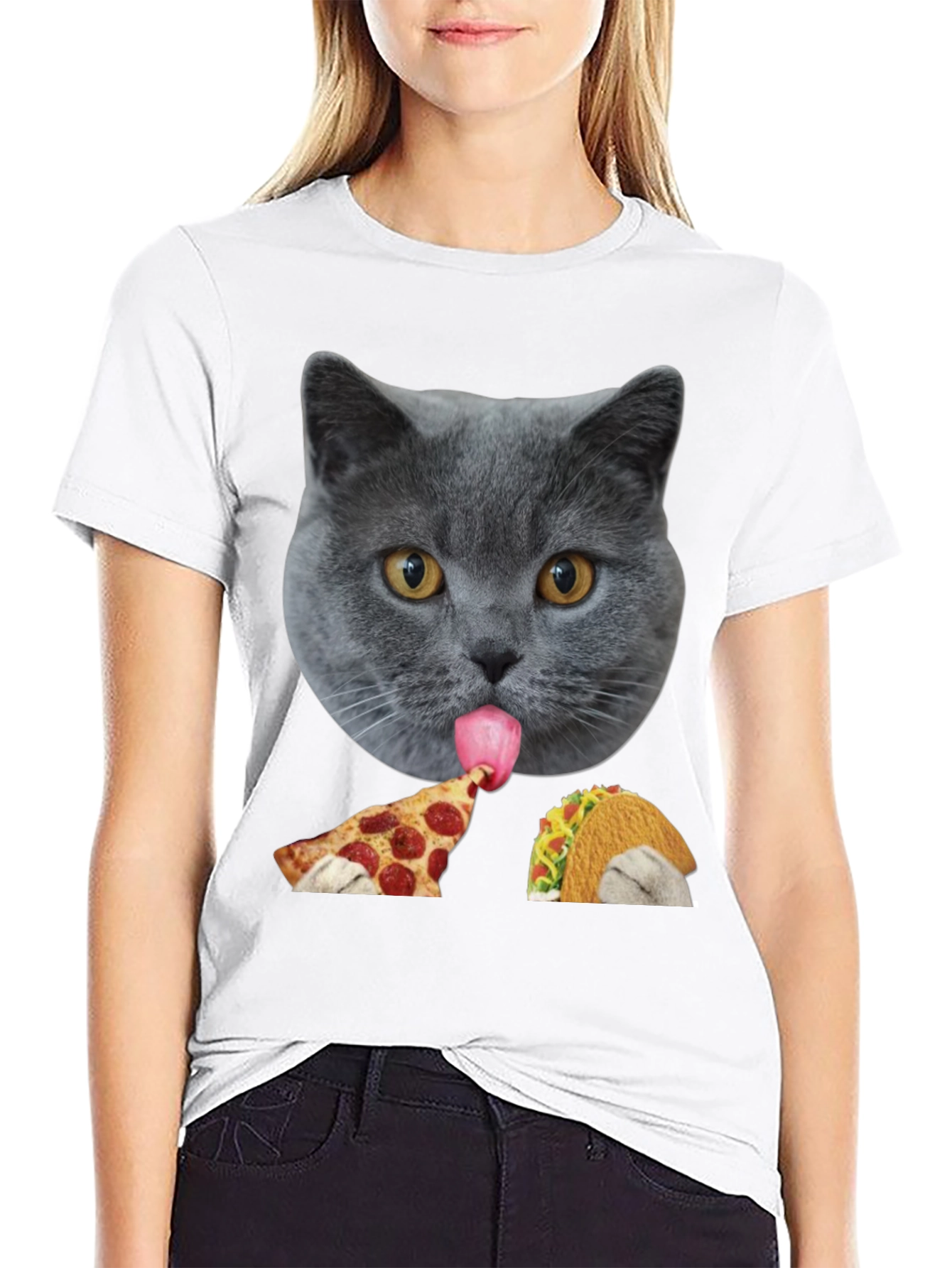 Cat Pizza & Taco Graphic Tee
