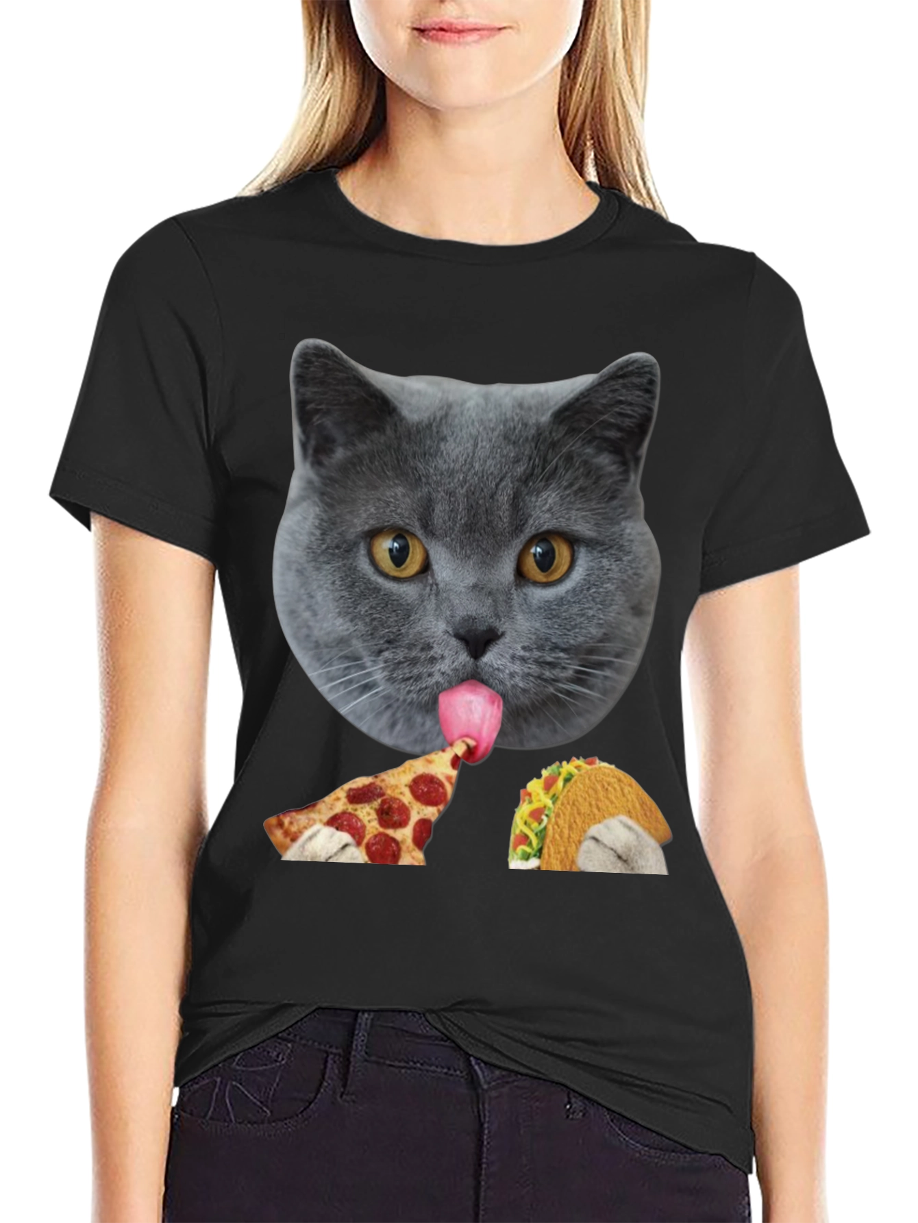 Cat Pizza & Taco Graphic Tee