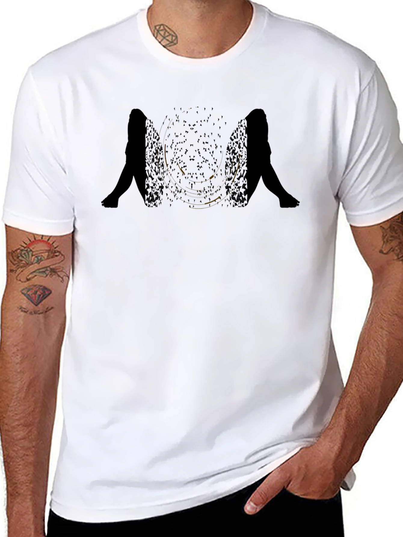 Abstract Silhouette Graphic Black T-Shirt