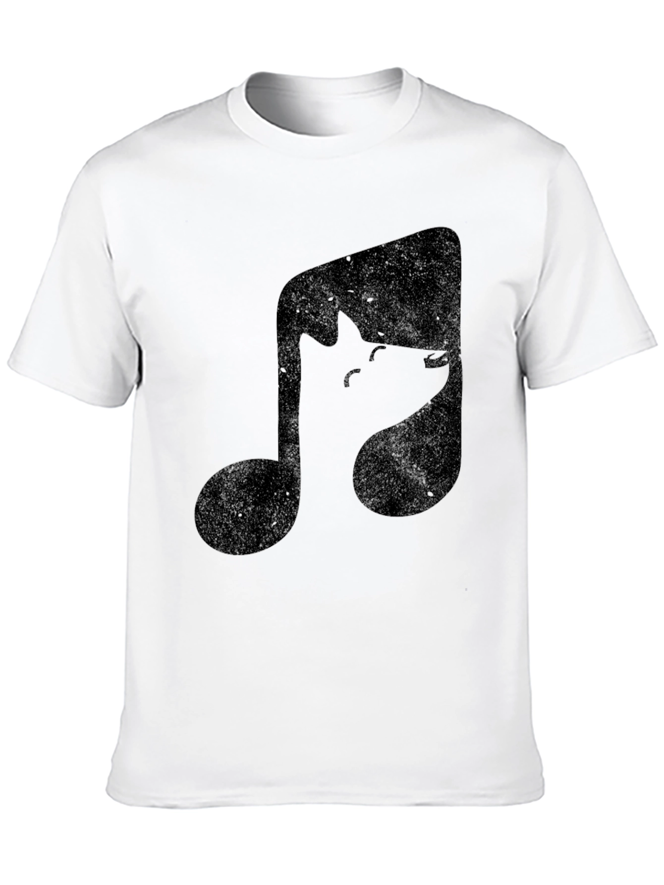 Music Note Wolf Graphic Tee - Black Cotton T-Shirt
