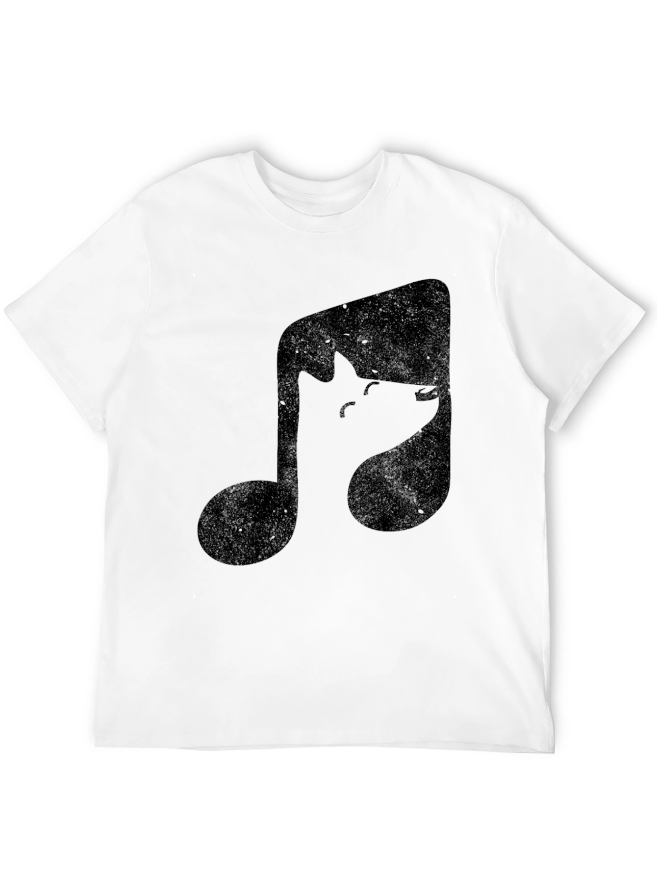 Music Note Wolf Graphic Tee - Black Cotton T-Shirt