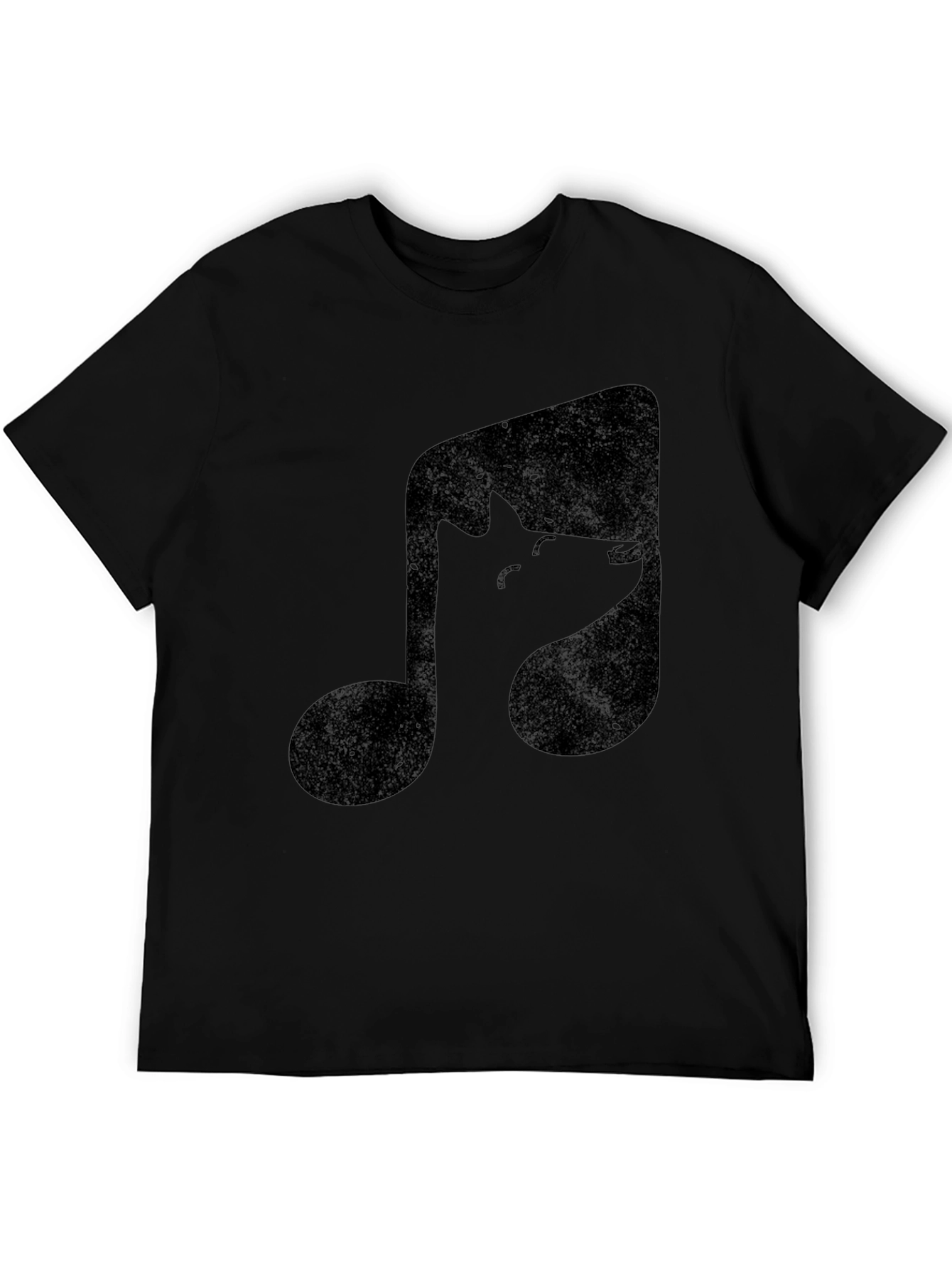 Music Note Wolf Graphic Tee - Black Cotton T-Shirt
