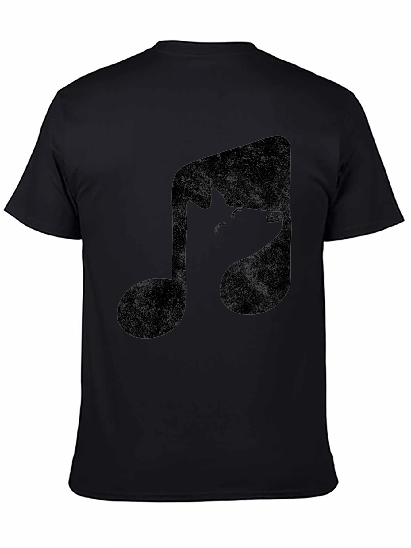 Music Note Wolf Graphic Tee - Black Cotton T-Shirt
