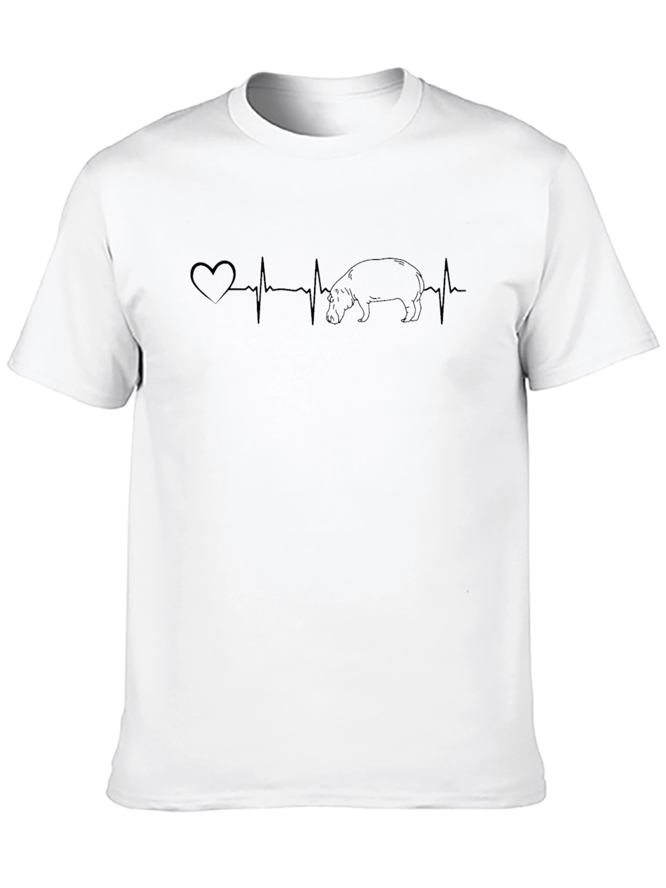 Hippo Heartbeat Graphic T-Shirt - Quirky Animal Lover Tee