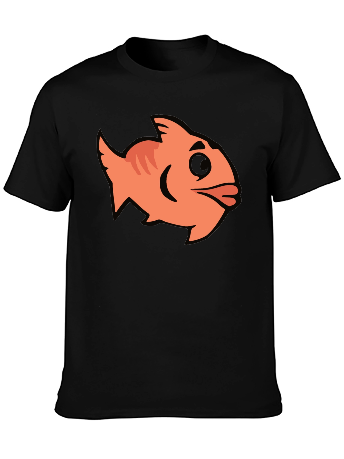 Cartoon Fish Graphic Black T-Shirt