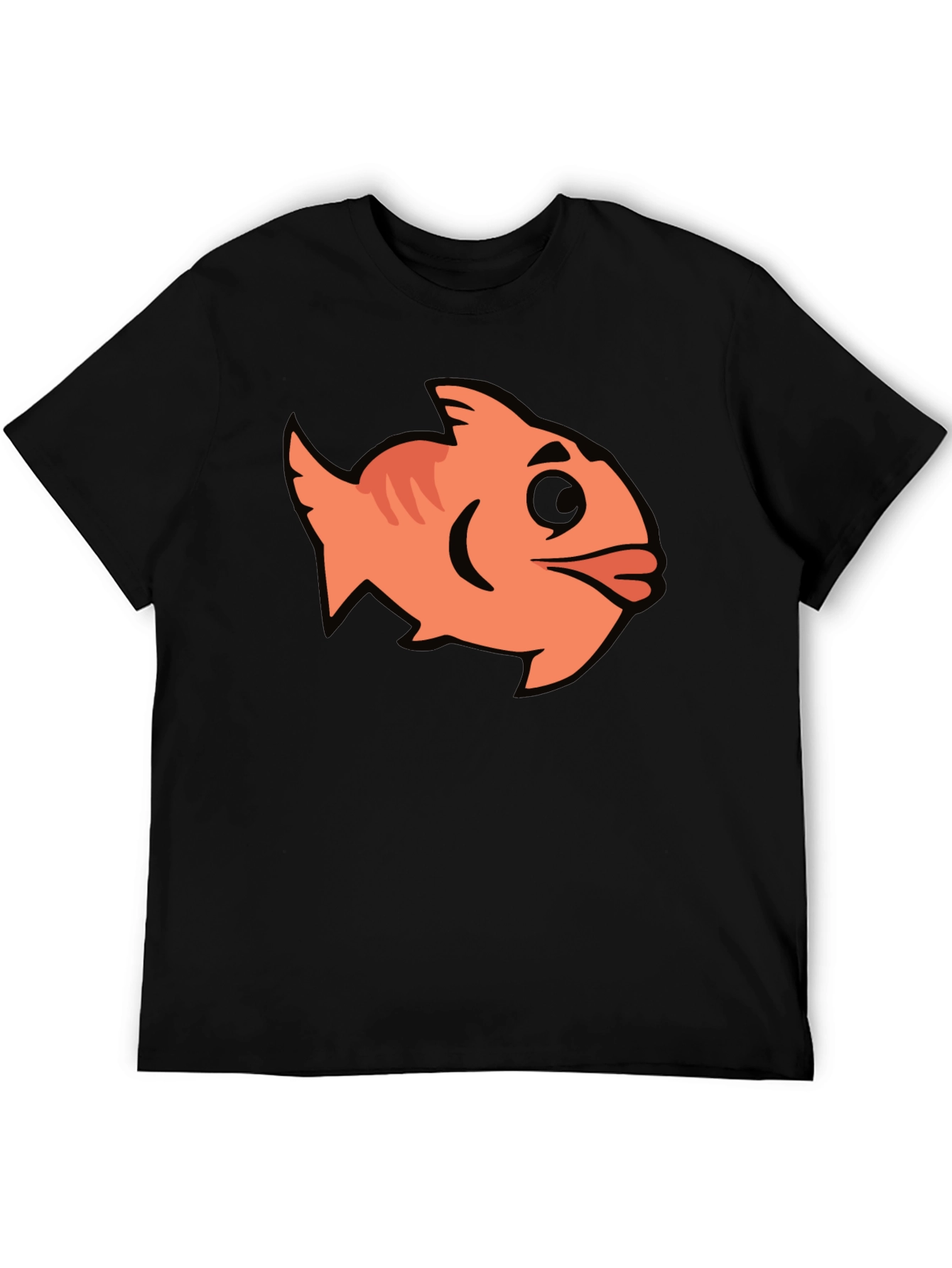 Cartoon Fish Graphic Black T-Shirt