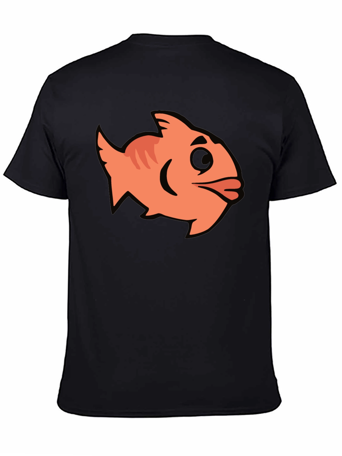 Cartoon Fish Graphic Black T-Shirt