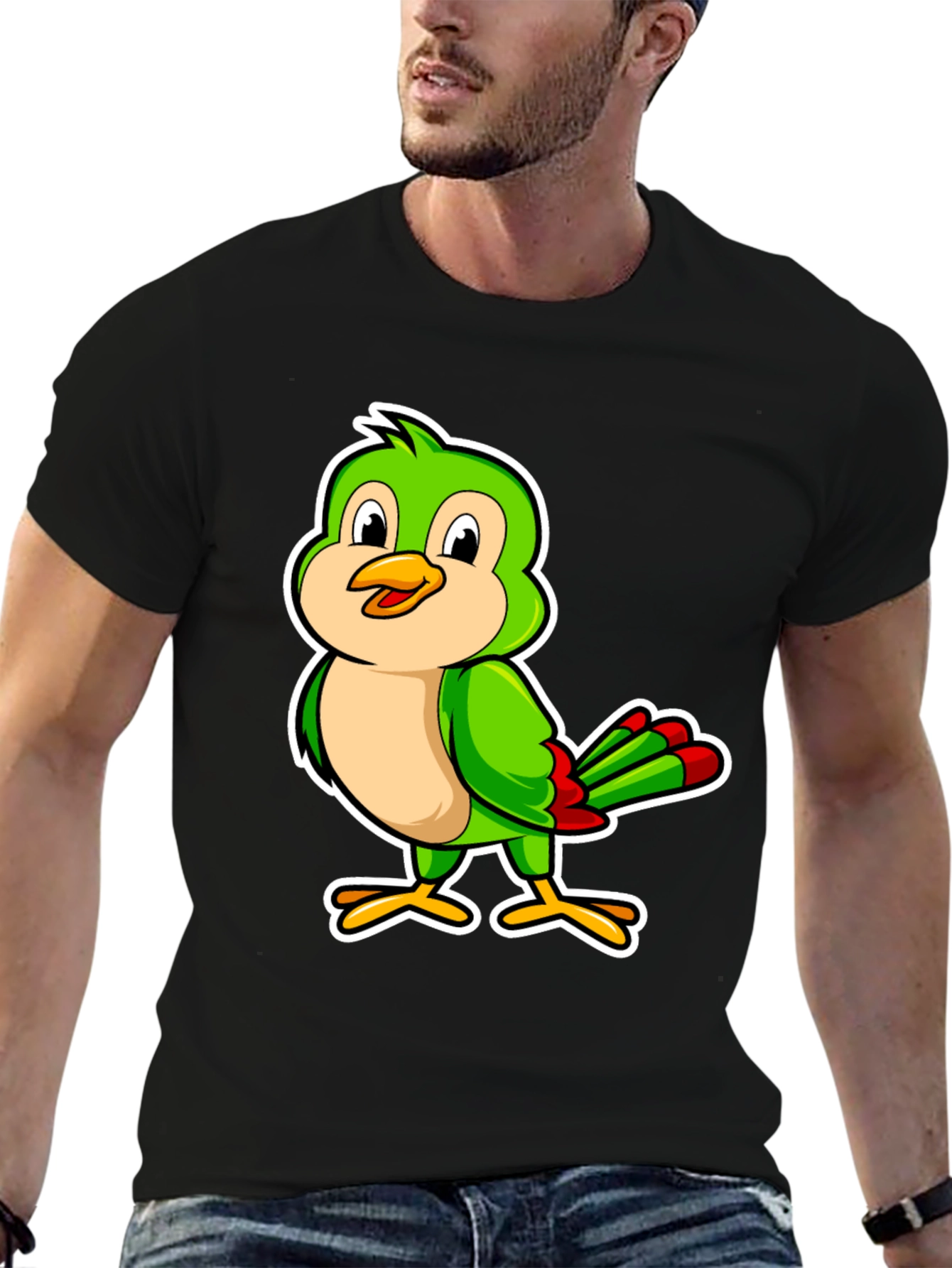 Green Bird Cartoon Graphic Tee