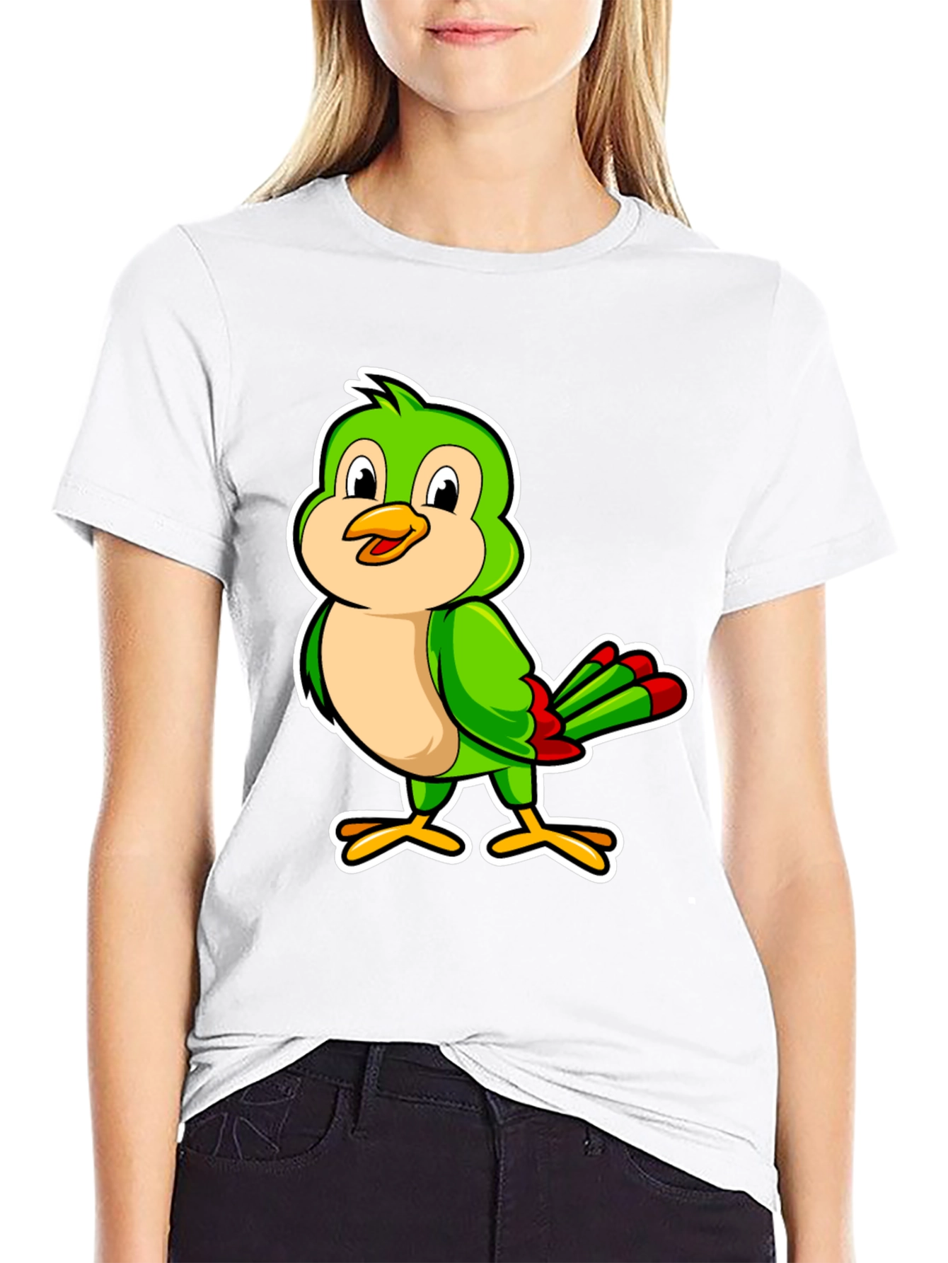 Green Bird Cartoon Graphic Tee