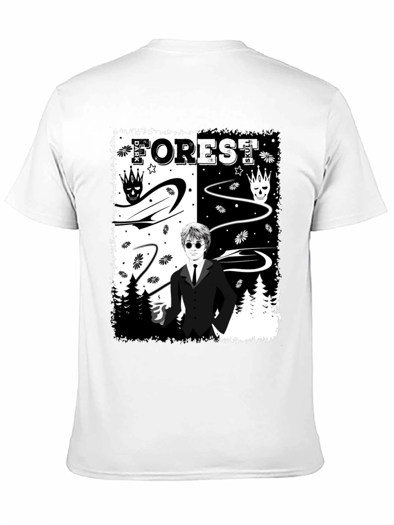 Dark Forest Skull Graphic T-Shirt
